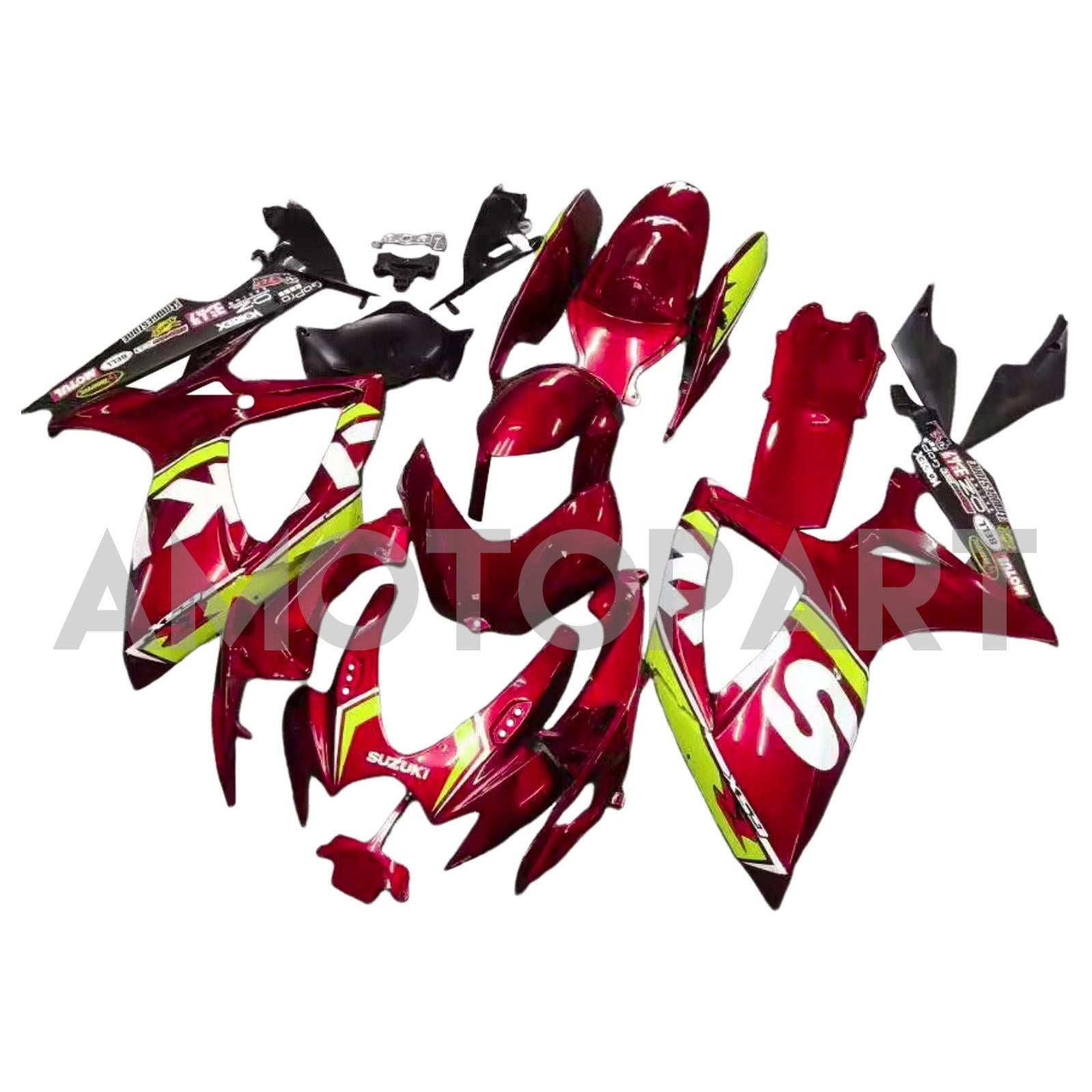 Amotopart 2006-2007 Suzuki GSXR 600/750 Kit de carenagem vermelho e amarelo brilhante