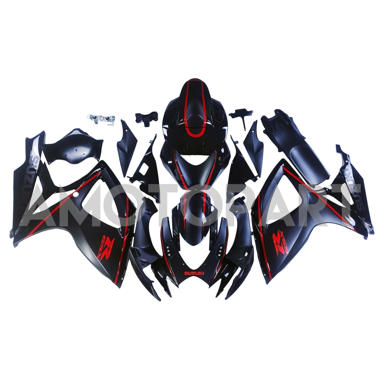 Amotopart 2006-2007 Suzuki GSXR 600/750 Matte Black&Red Fairing Kit