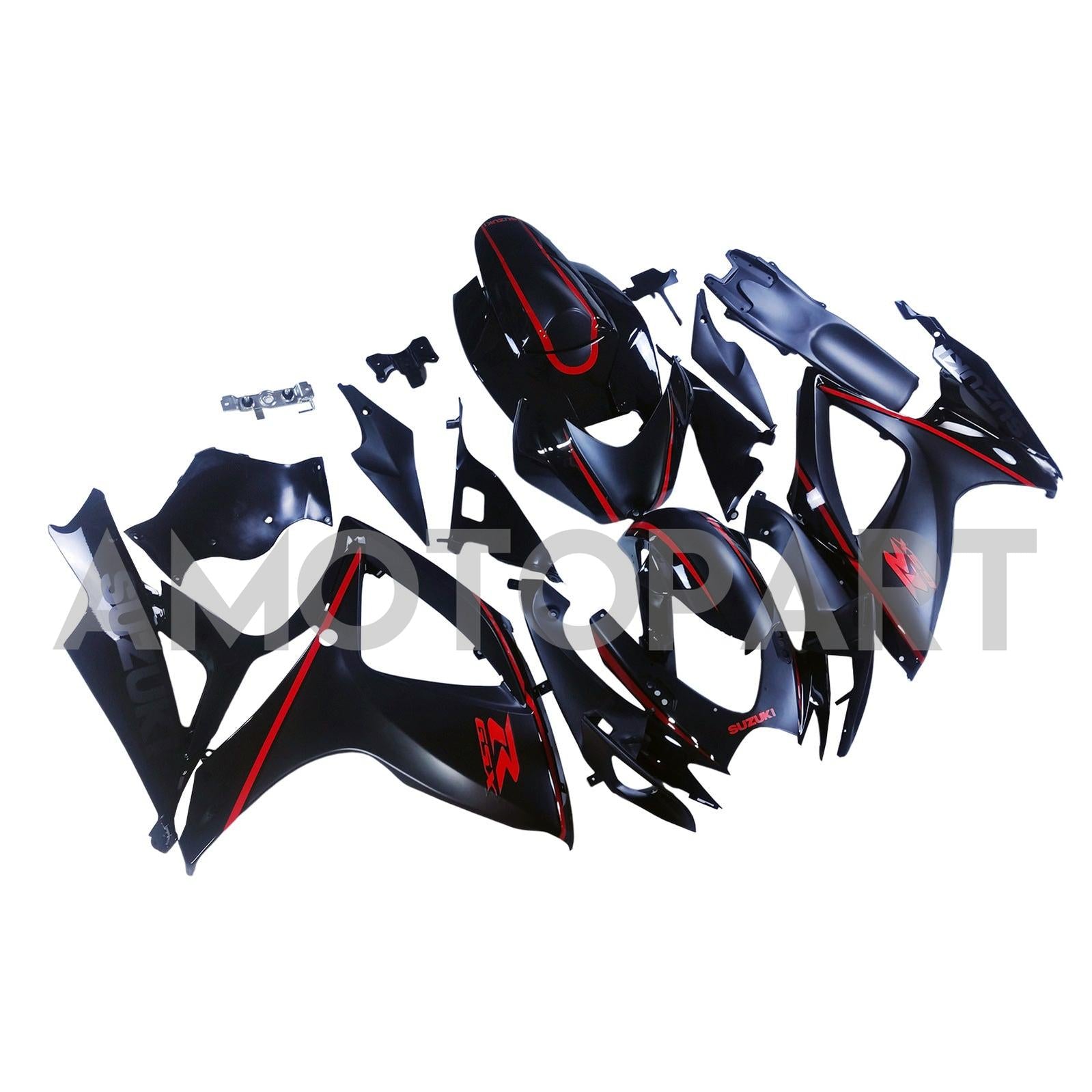 Amotopart 2006-2007 Suzuki GSXR 600/750 Matte Black&Red Fairing Kit