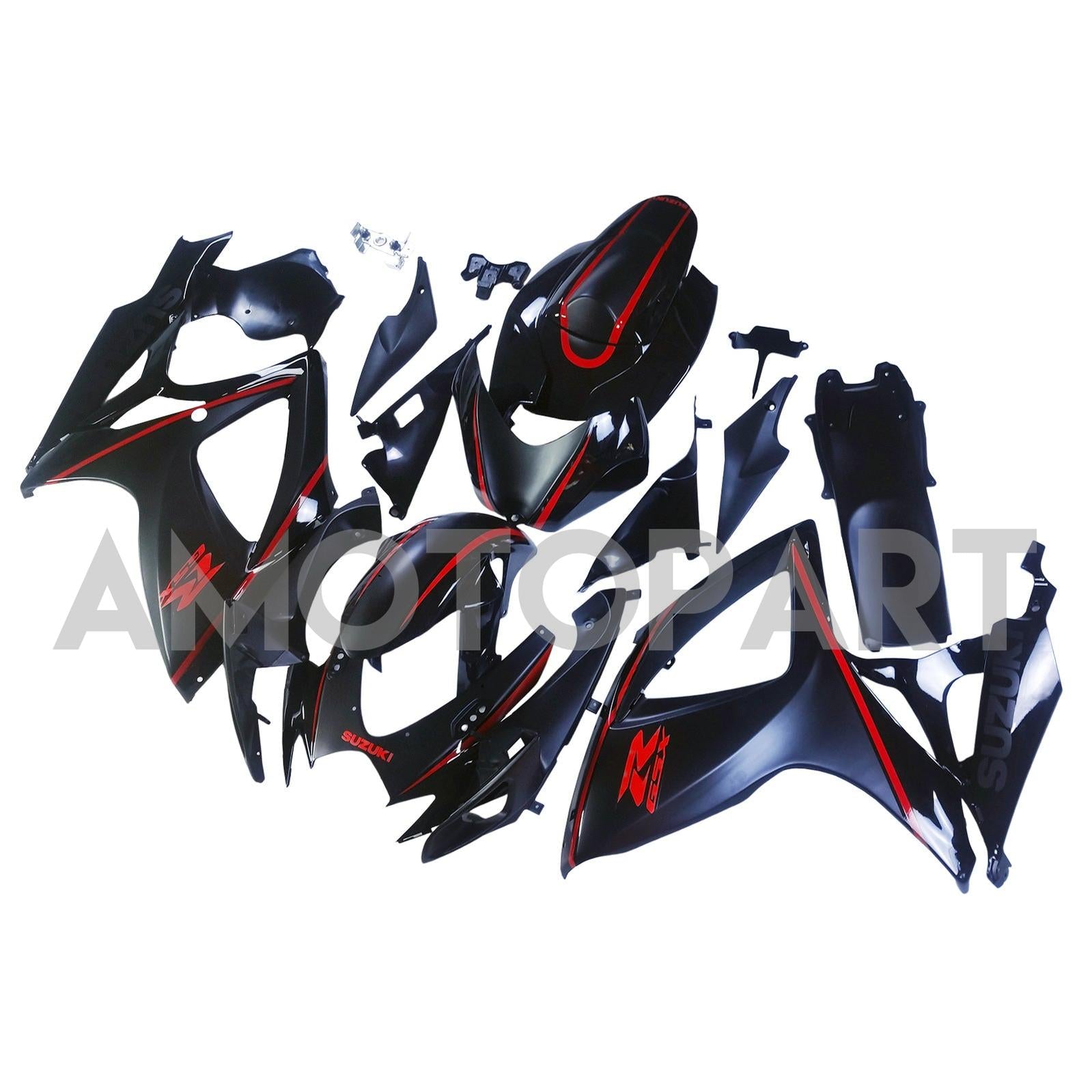 Amotopart 2006-2007 Suzuki GSXR 600/750 Matte Black&Red Fairing Kit