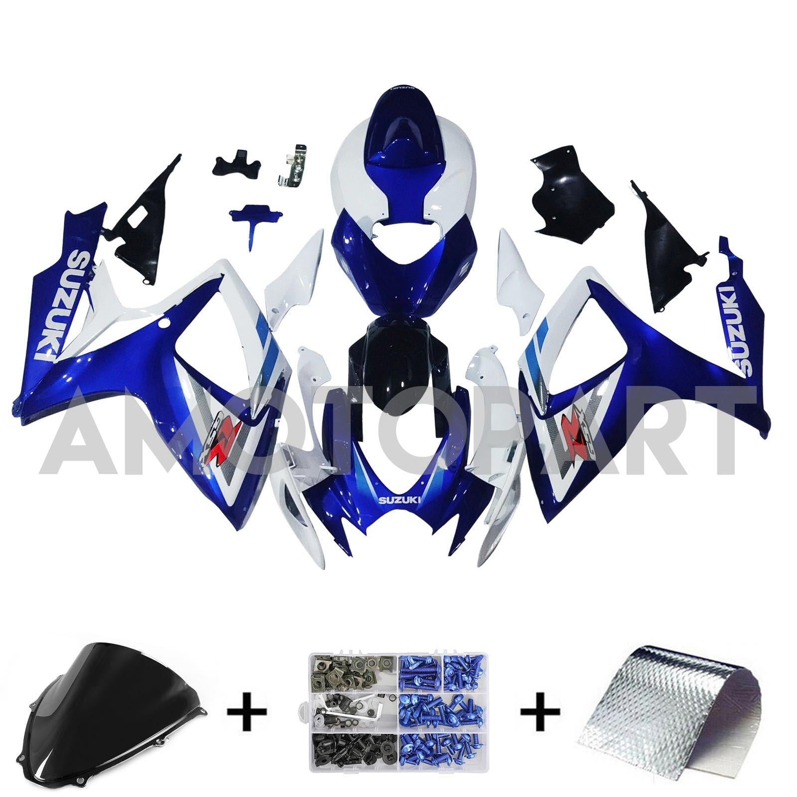 Amotopart 2006-2007 Suzuki GSXR 600/750 Blue&White Style4 Fairing Kit