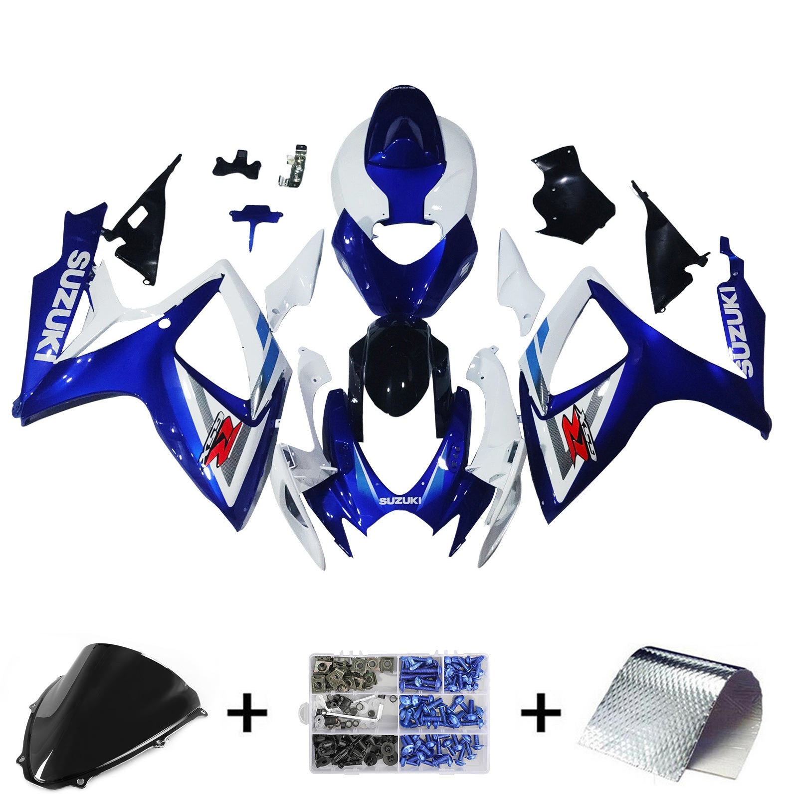 Amotopart 2006-2007 Suzuki GSXR 600/750 Blue&White Style4 Fairing Kit