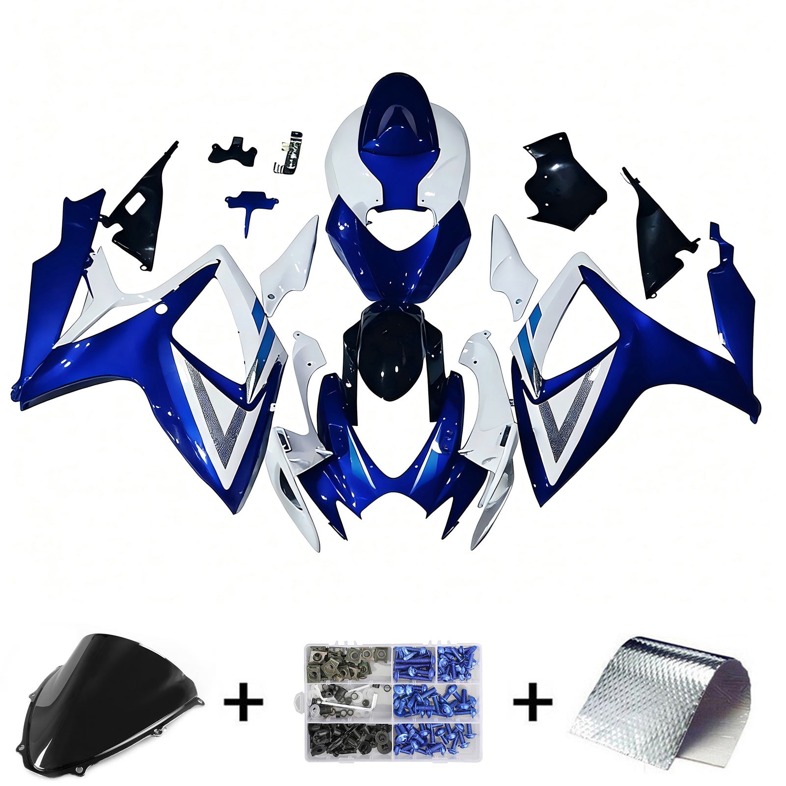 Amotopart 2006-2007 Kit carena Suzuki GSXR 600/750 Blu&Bianco Style4