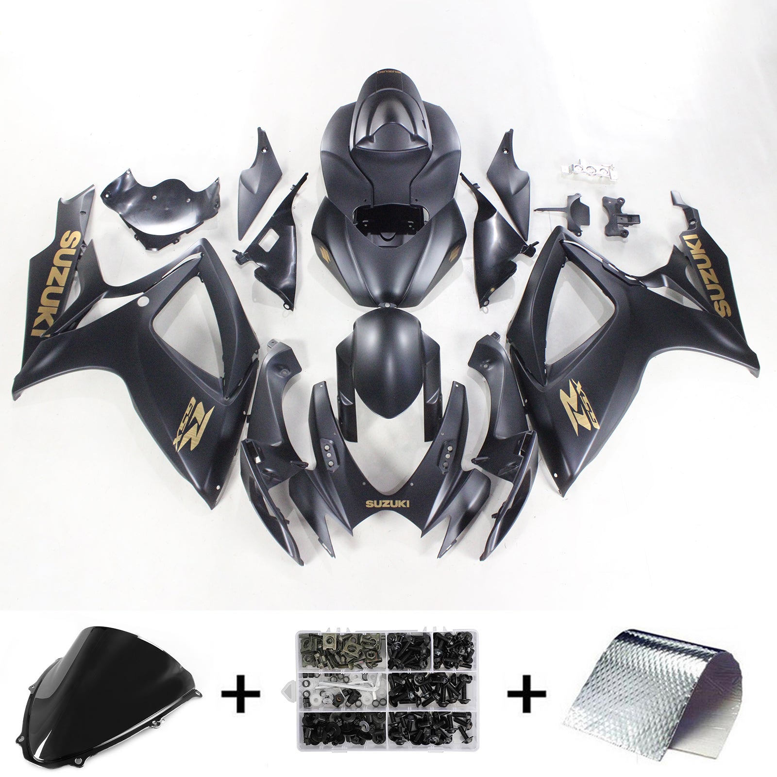 Amotopart 2006-2007 Suzuki GSXR 600/750 Matte Black&Gold Fairing Kit