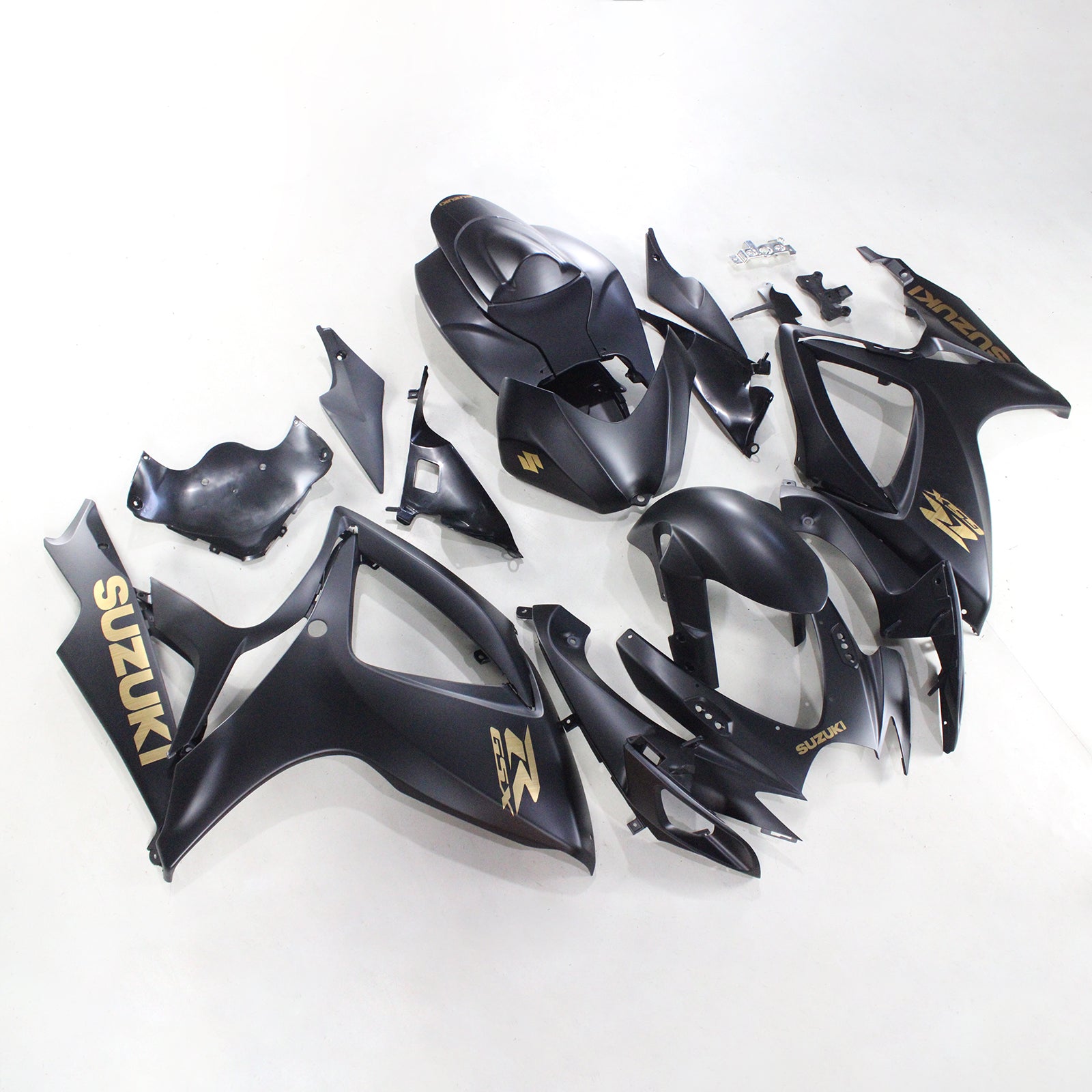 Amotopart 2006-2007 Kit carena Suzuki GSXR 600/750 nero opaco e oro