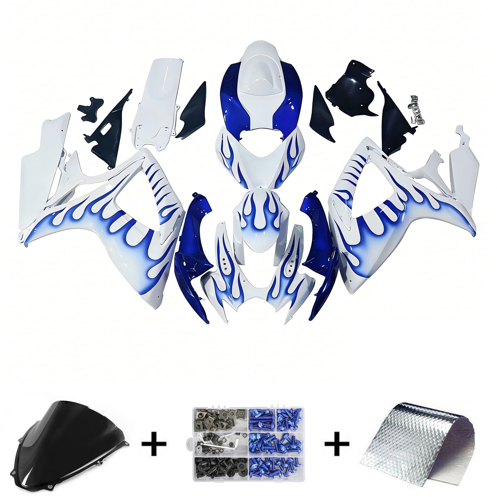 Amotopart 2006-2007 Suzuki GSXR 600/750 Blue&White Bead Fairing Kit