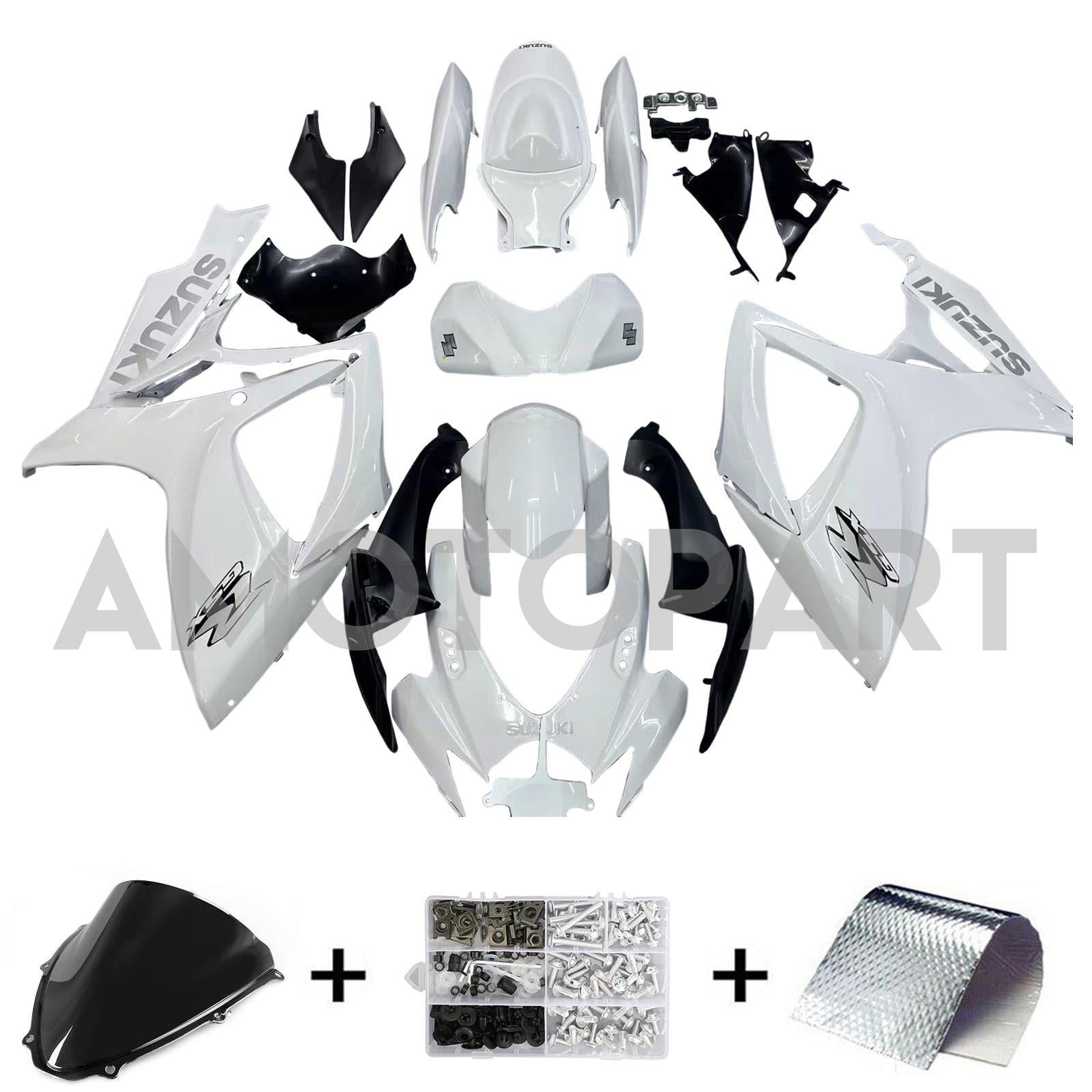 Amotopart 2006-2007 Suzuki GSXR 600/750 White Style2 Fairing Kit