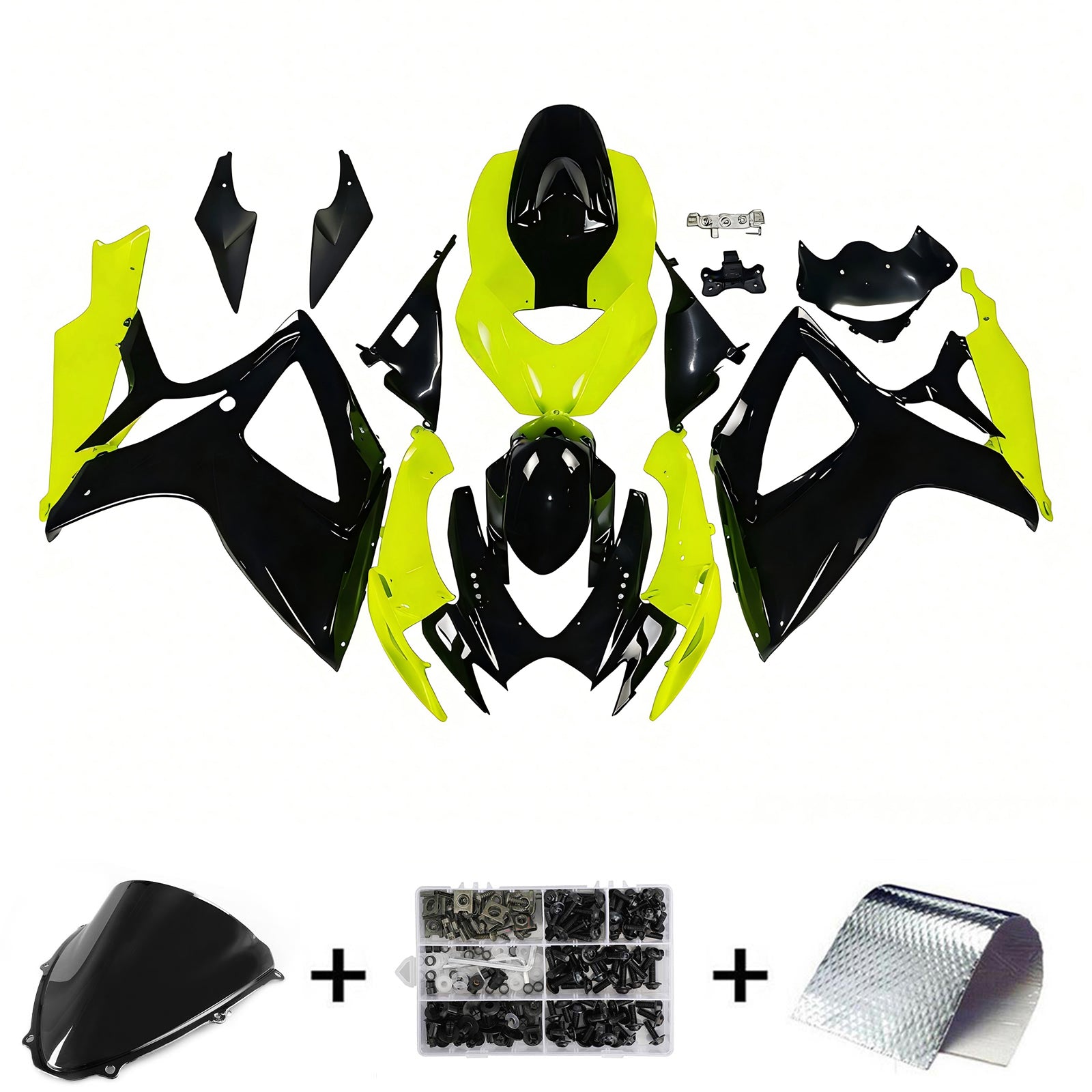 Amotopart 2006-2007 Suzuki GSXR 600/750 Glänzend Schwarz&Gelber Verkleidungssatz