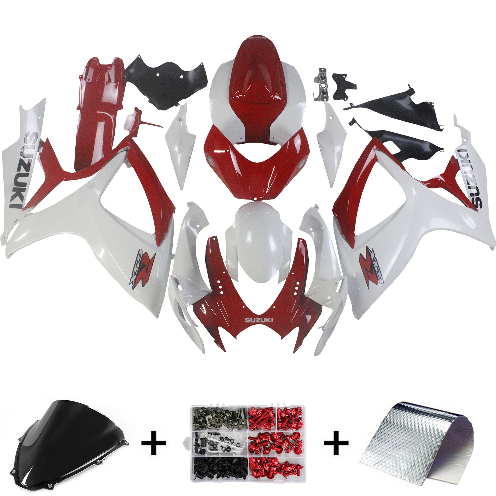 Amotopart 2006-2007 Suzuki GSXR 600/750 Red&Pearl White Fairing Kit