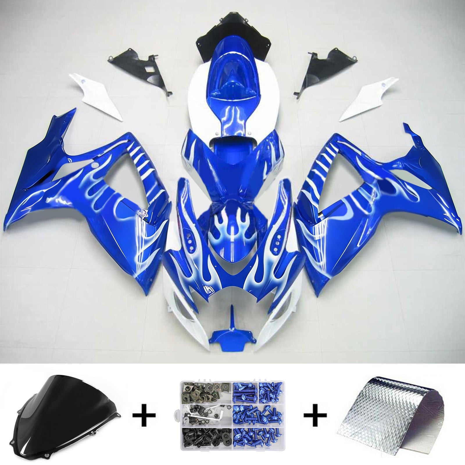 Amotopart 2006-2007 Suzuki GSXR 600/750 Blu&WKit di carenatura antincendio bianca