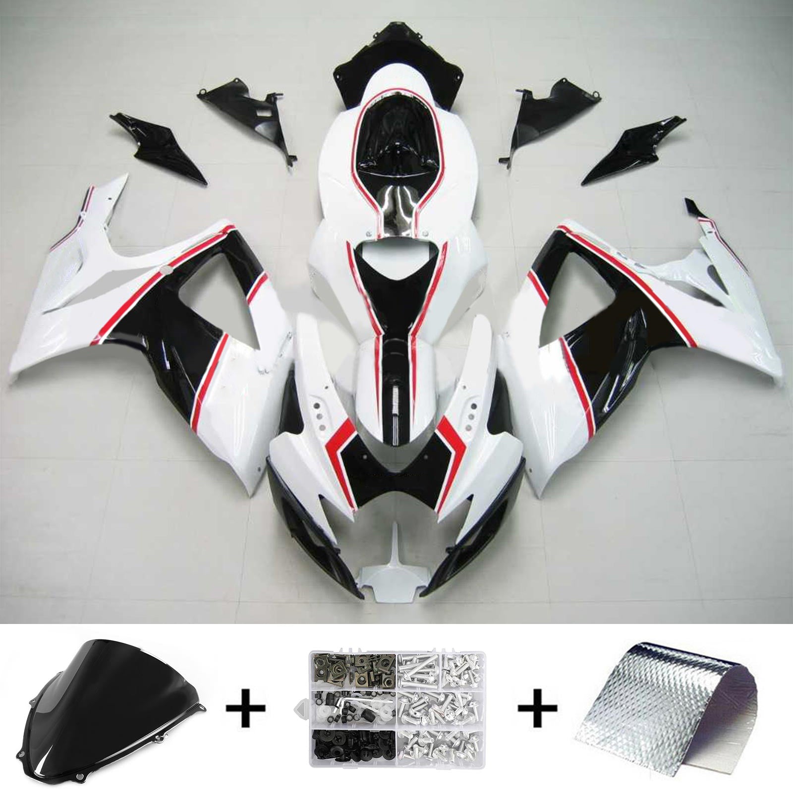 Amotopart 2006-2007 Suzuki GSXR 600/750 Black&White Style3 Fairing Kit