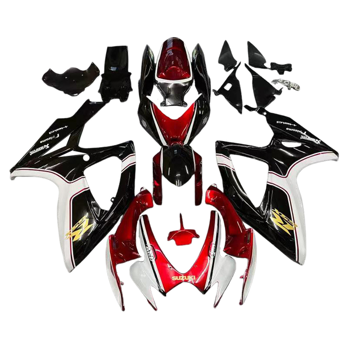 Amotopart 2006-2007 Suzuki GSXR 600/750 Kit de carénage noir et rouge