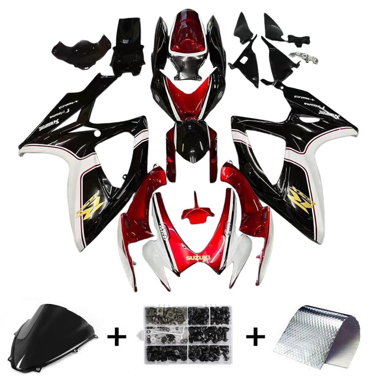 Amotopart 2006-2007 Suzuki GSXR 600/750 Kit de carénage noir et rouge