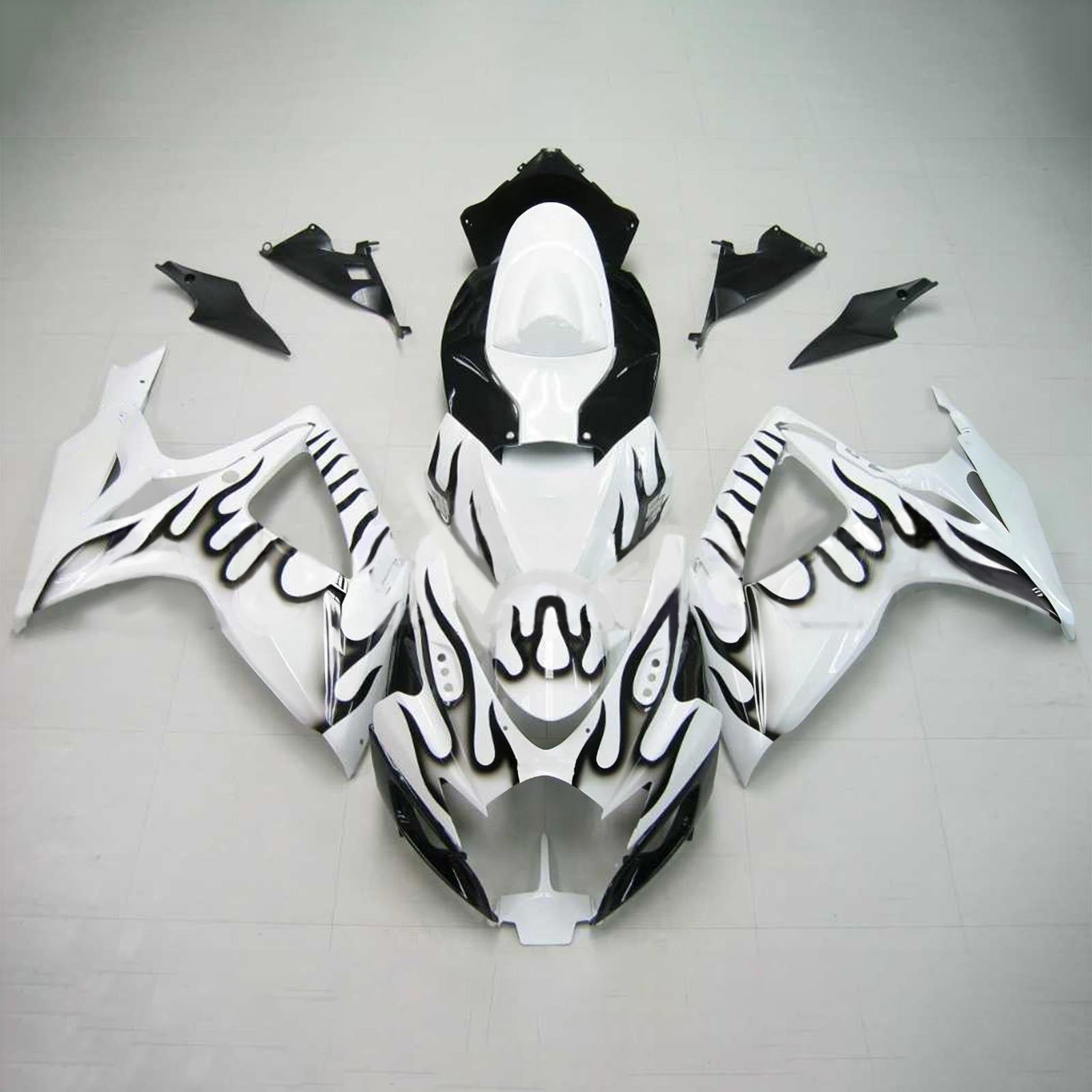 Amotopart 2006-2007 Suzuki GSXR 600/750 Nero&WKit di carenatura White Bead Style1