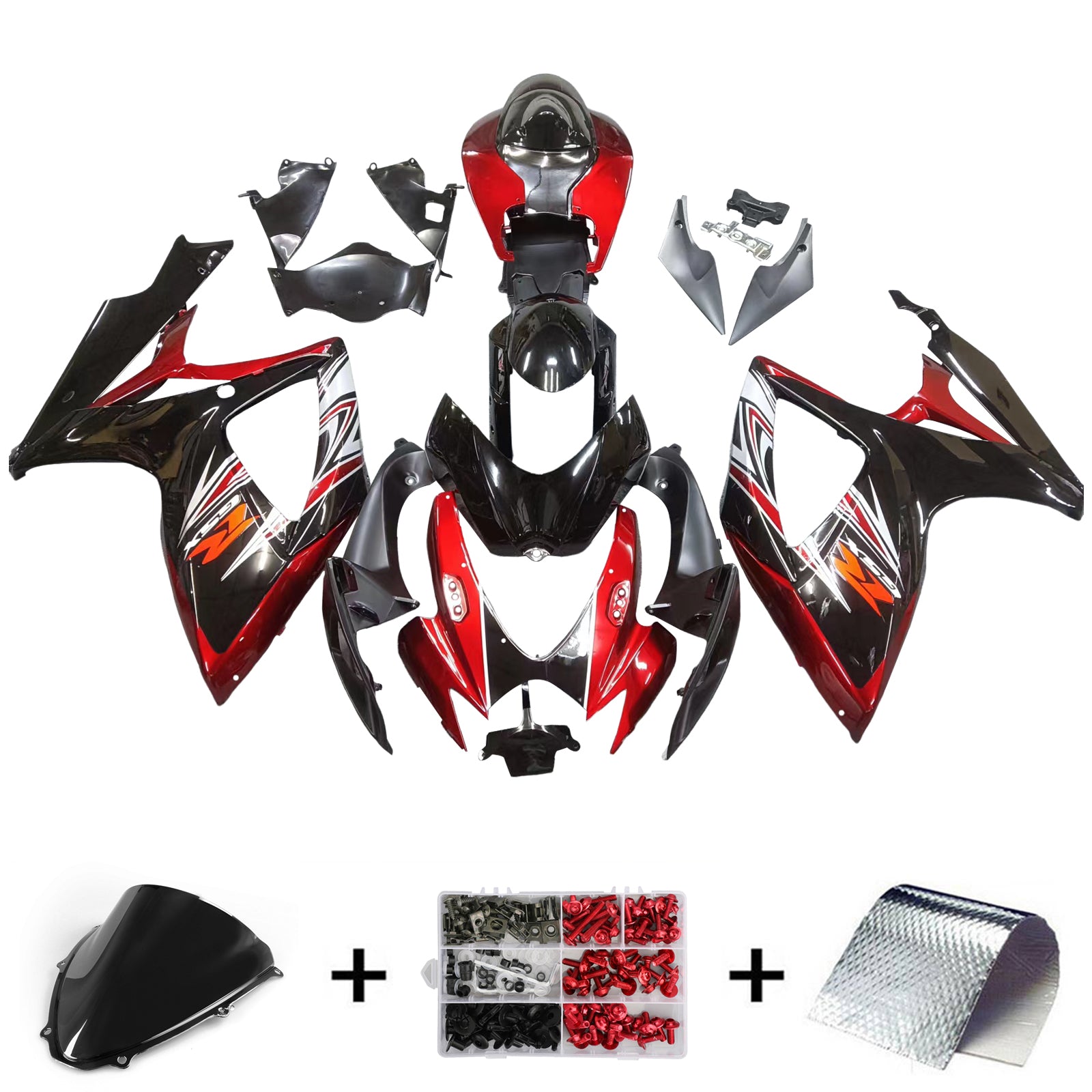Amotopart 2006-2007 Suzuki GSXR 600/750 K6 Black & Red Fairing Kit