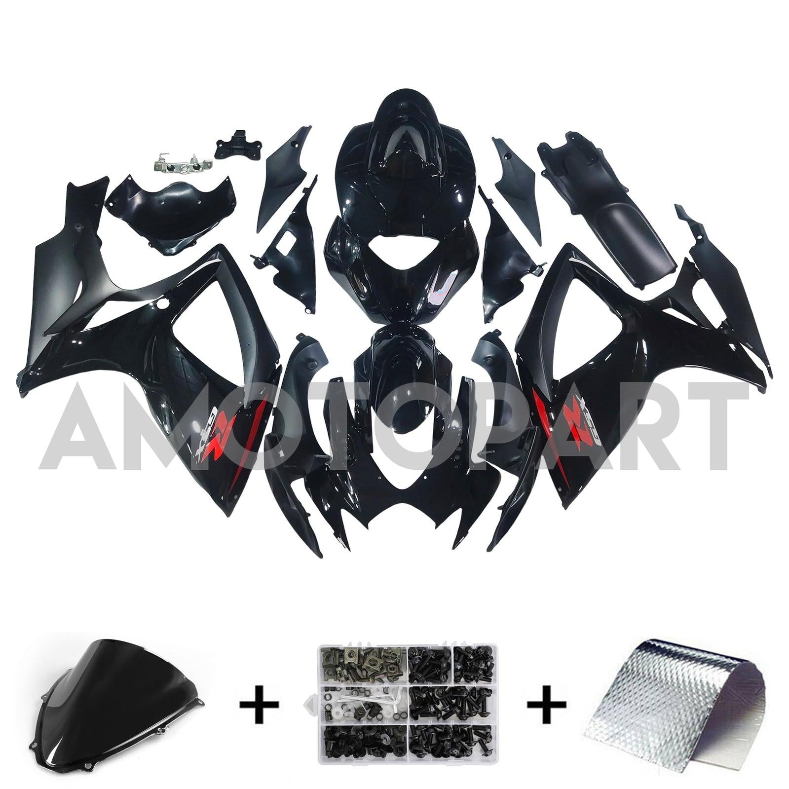 Amotopart 2006-2007 Suzuki GSXR 600/750 K6 Gloss Black Fairing Kit