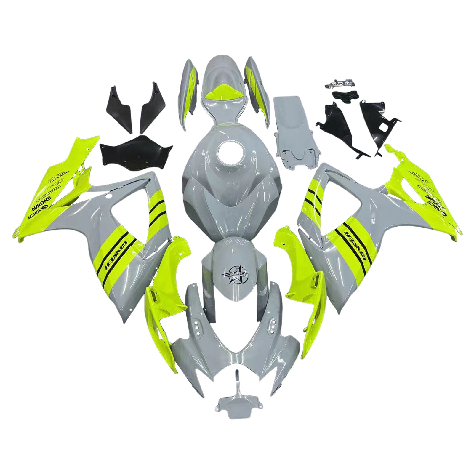 Amotopart 2006-2007 Suzuki GSXR 600/750 K6 Gray & Yellow Fairing Kit