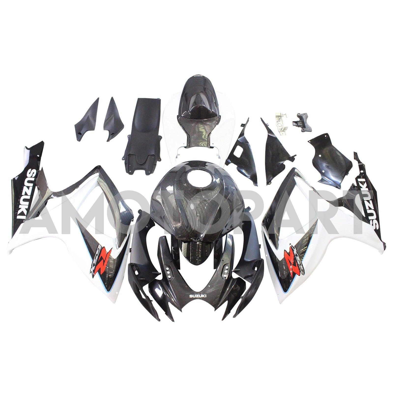 Amotopart 2006-2007 SUZUKI GSXR 600/750 K6 Carbon Fiber Black&White Fairing Kit