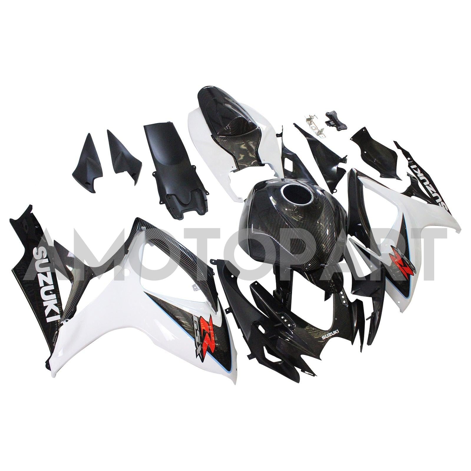 Amotopart 2006-2007 SUZUKI GSXR 600/750 K6 Carbon Fiber Black&White Fairing Kit