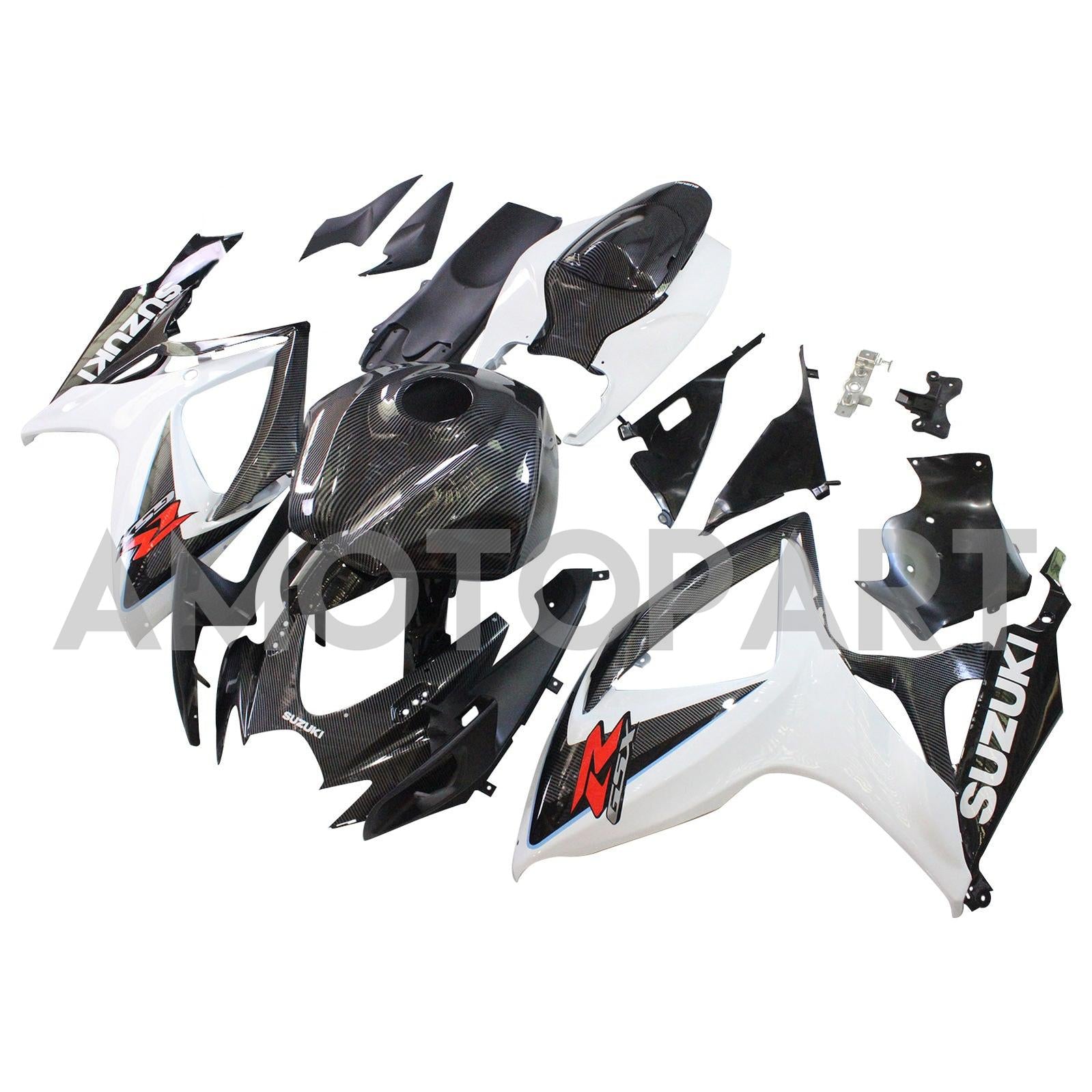Amotopart 2006-2007 SUZUKI GSXR 600/750 K6 Carbon Fiber Black&White Fairing Kit
