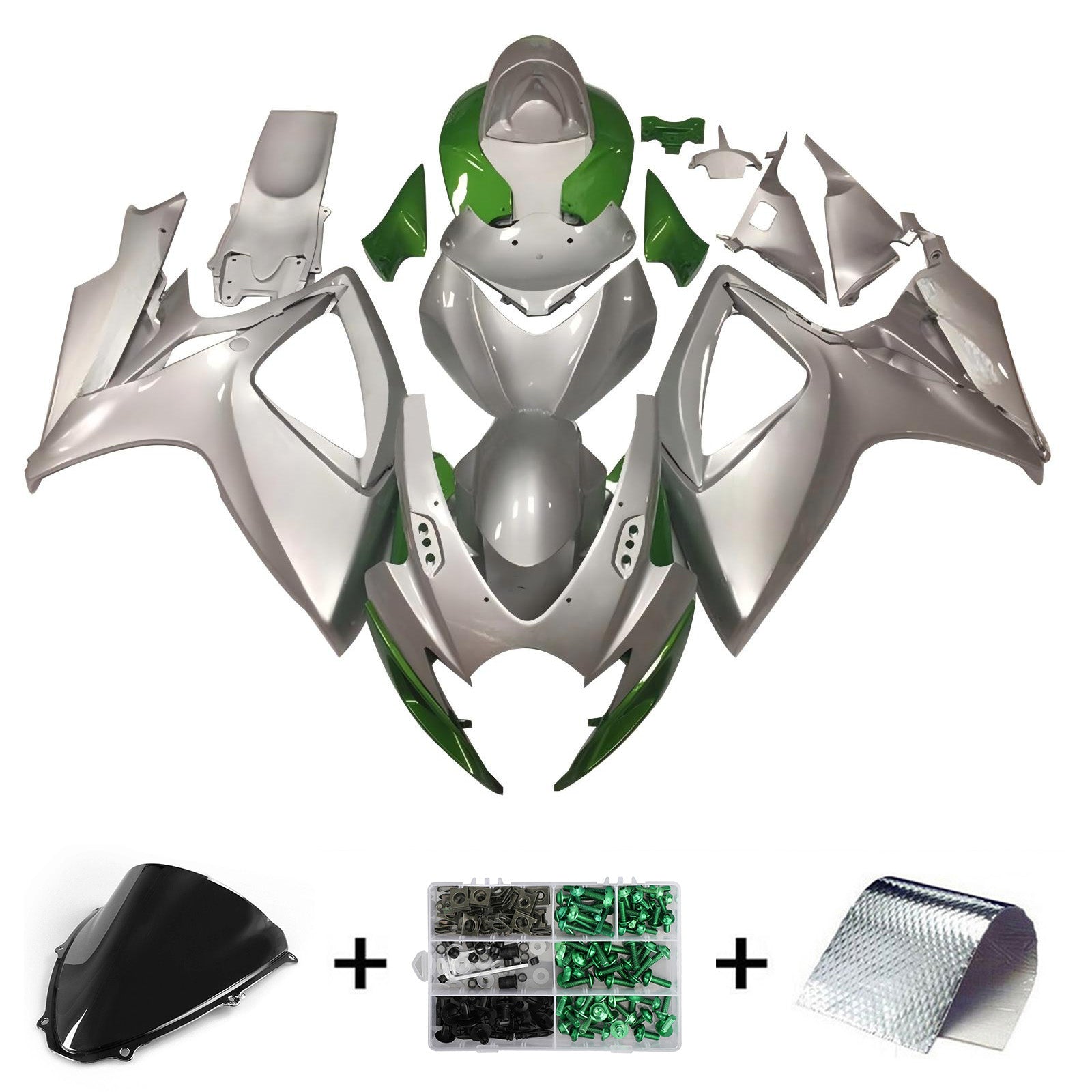 Amotopart 2006-2007 K6 GSXR 600/750 Suzuki Gray & Green Fairing Kit