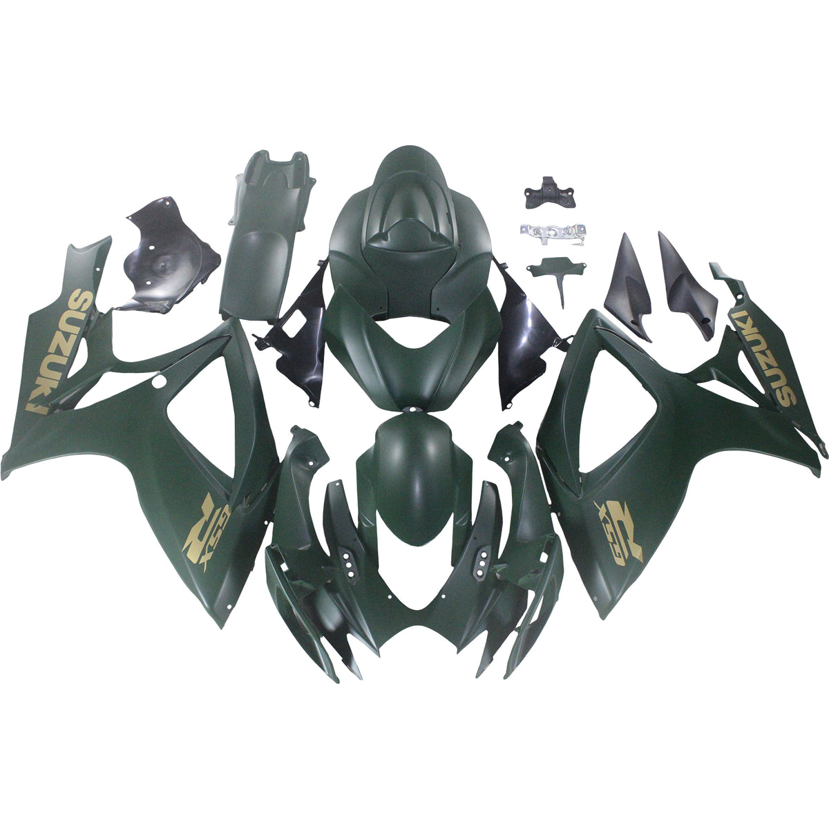 Amotopart 2006-2007 K6 GSXR 600/750 Suzuki Matte Green with Gold Logo Fairing kit