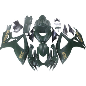 Amotopart 2006-2007 K6 GSXR 600/750 Suzuki Matte Green with Gold Logo Fairing kit