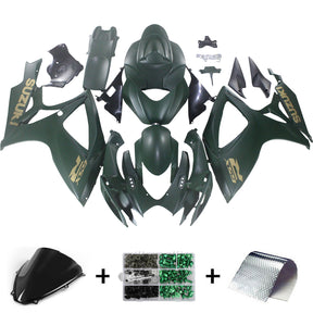 Amotopart 2006-2007 K6 GSXR 600/750 Suzuki Matte Green with Gold Logo Fairing kit