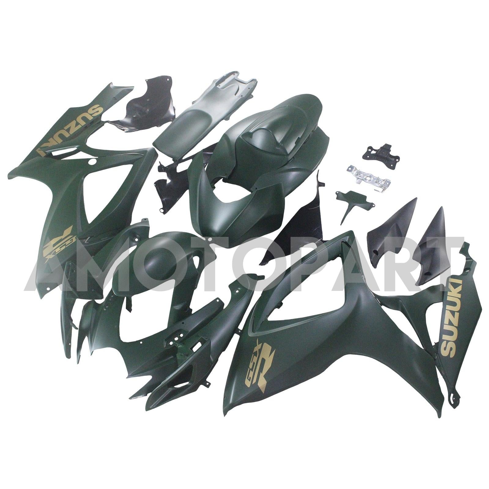 Amotopart 2006-2007 K6 GSXR 600/750 Suzuki Matte Green mit Gold Logo Abzugskit