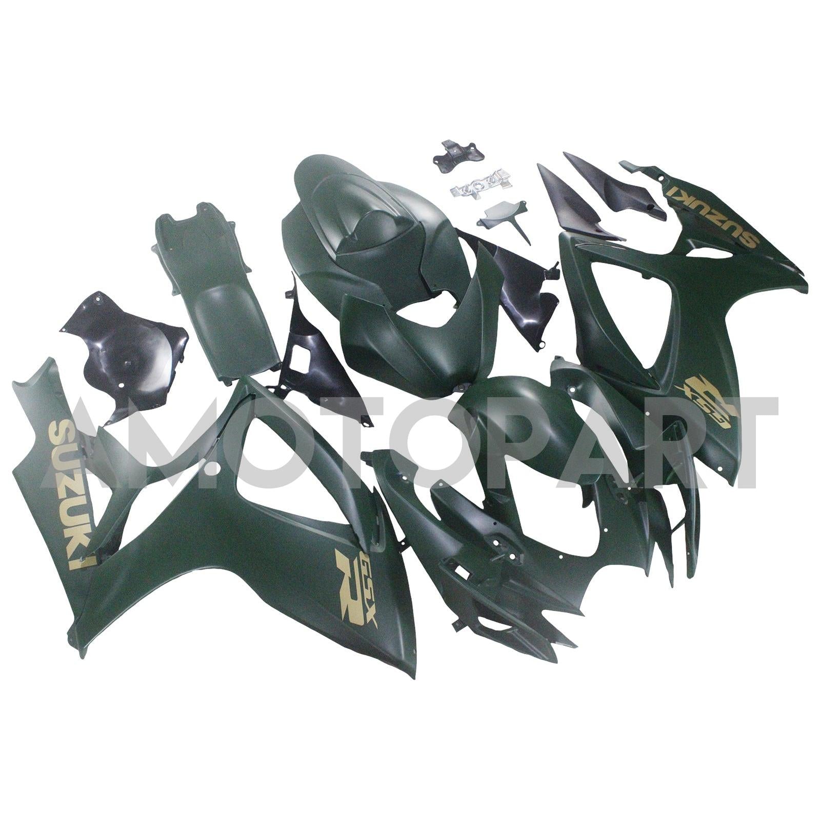Amotopart 2006-2007 K6 GSXR 600/750 Suzuki Matte Green mit Gold Logo Abzugskit