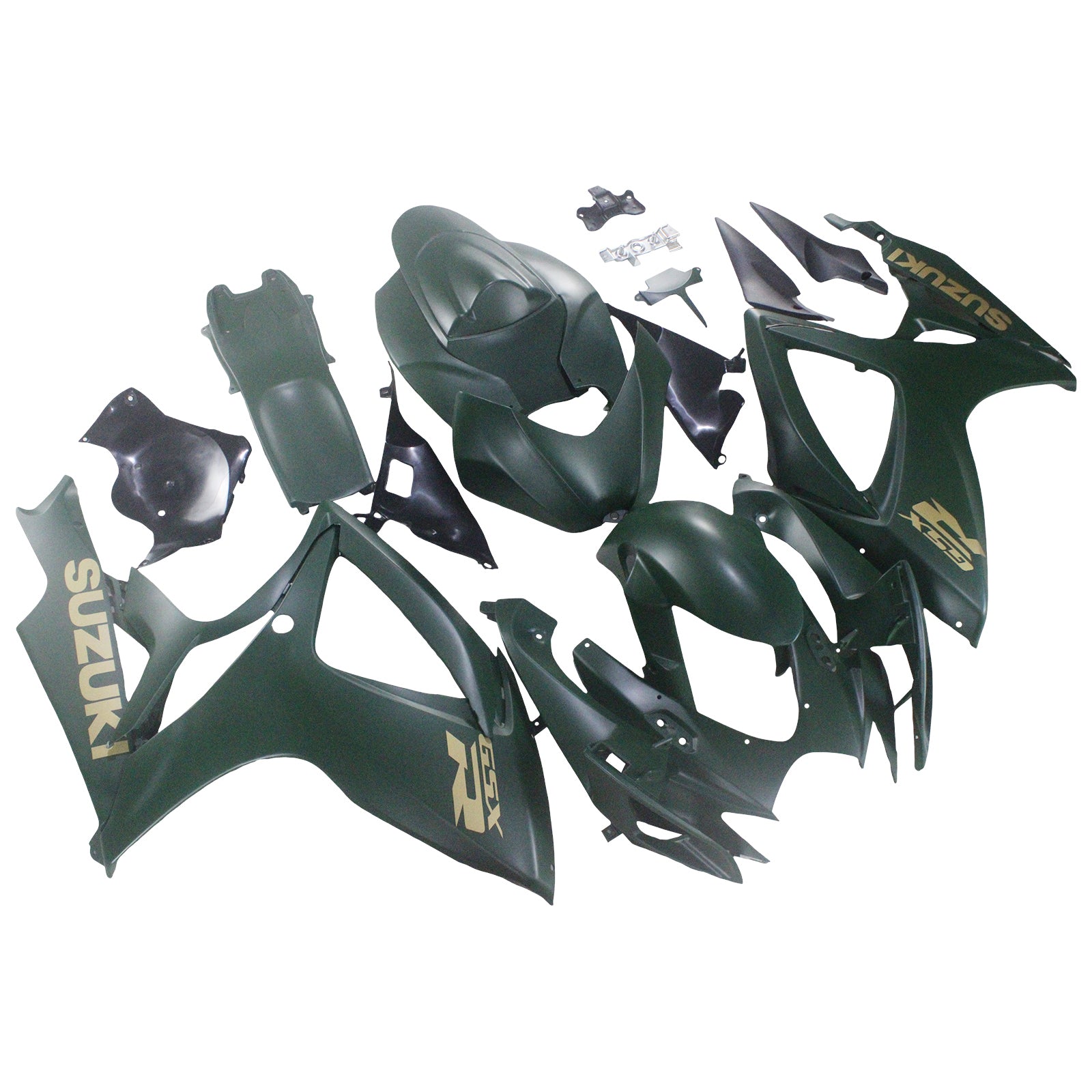 Amotopart 2006-2007 K6 GSXR 600/750 Suzuki Matte Green with Gold Logo Fairing kit