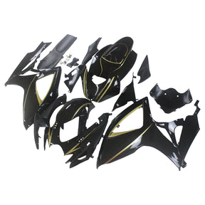 Amotopart 2006-2007 K6 GSXR 600/750 Suzuki Gloss Black with Gold Stripe Fairing kit