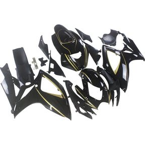 Amotopart 2006–2007 K6 GSXR 600/750 Suzuki glänzendes Schwarz mit Goldstreifen-Verkleidungsset