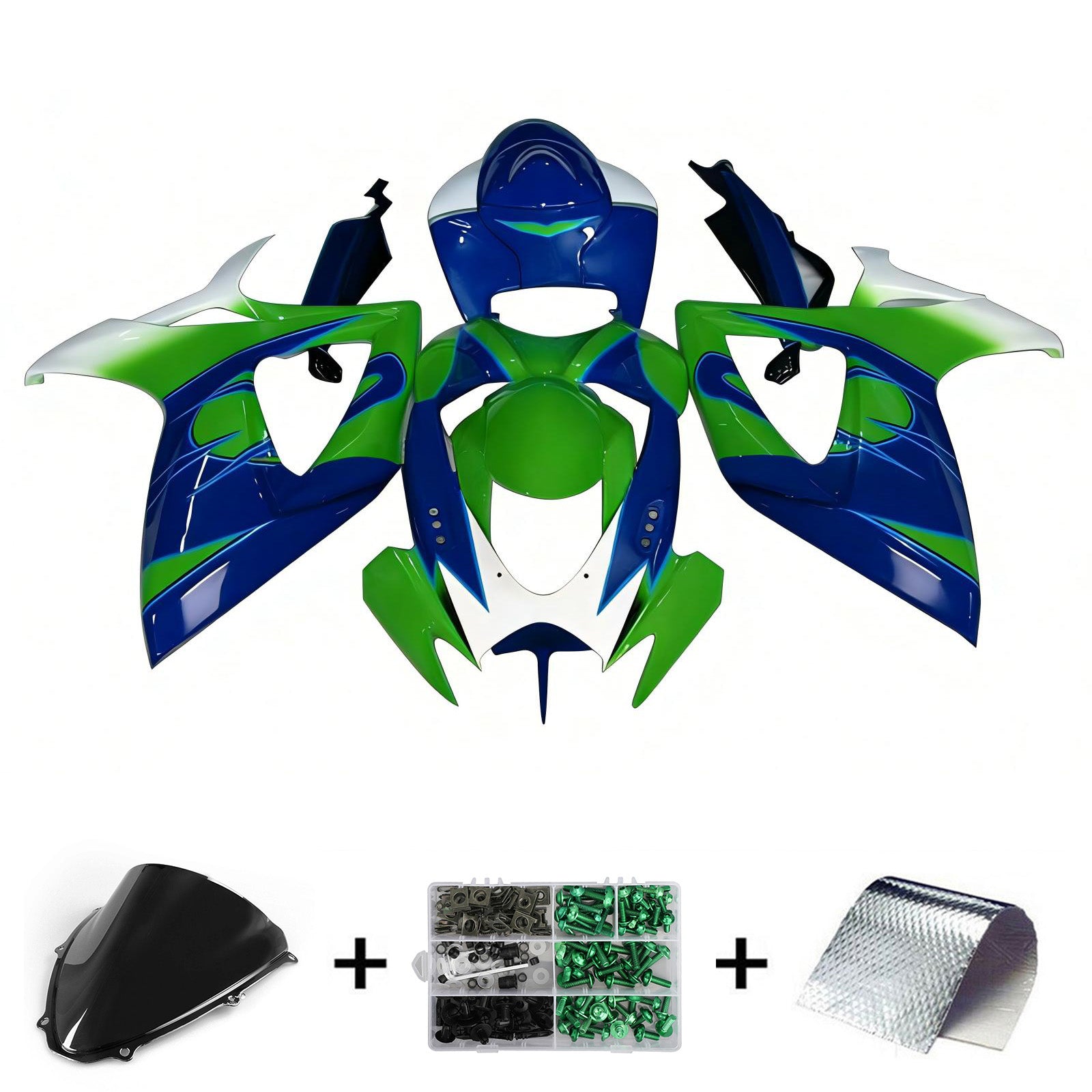 Amotopart 2006-2007 K6 GSXR 600/750 Suzuki Kit carena verde e blu
