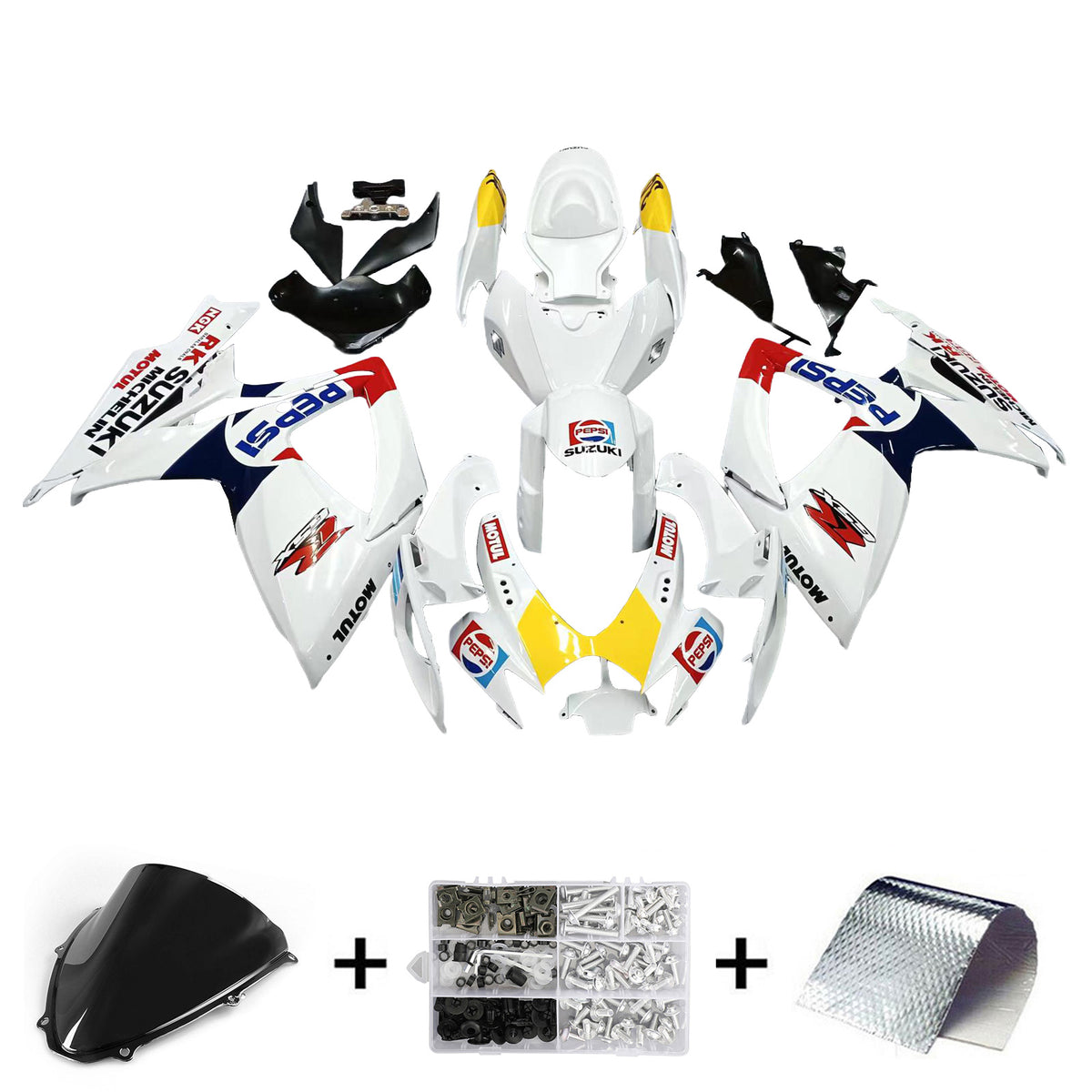 Amotopart 2006-2007 K6 GSXR 600/750 Suzuki Blanc avec kit de carénage rouge