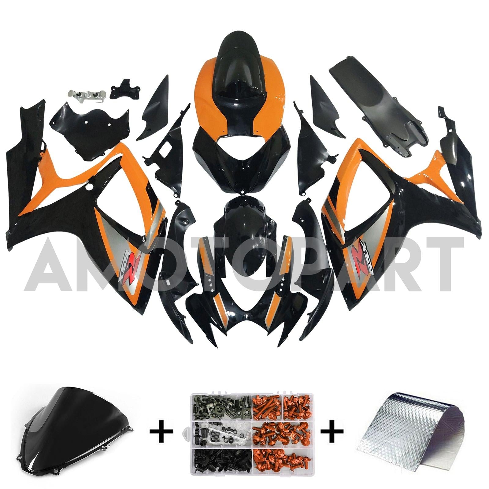 AMOTOPT 2006-2007 K6 GSXR 600/750 SUZUKI BLACK & Orange Fairing Kit