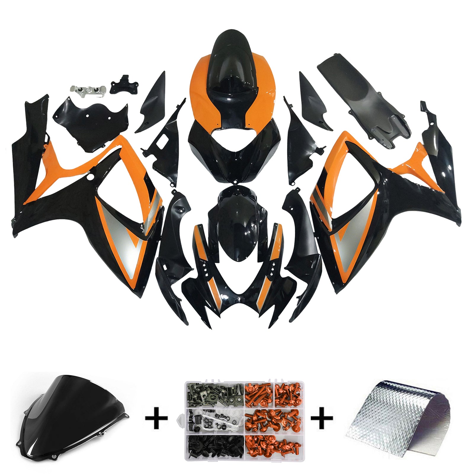 Amotopart 2006-2007 K6 GSXR 600/750 Suzuki Black&Orange Fairing kit