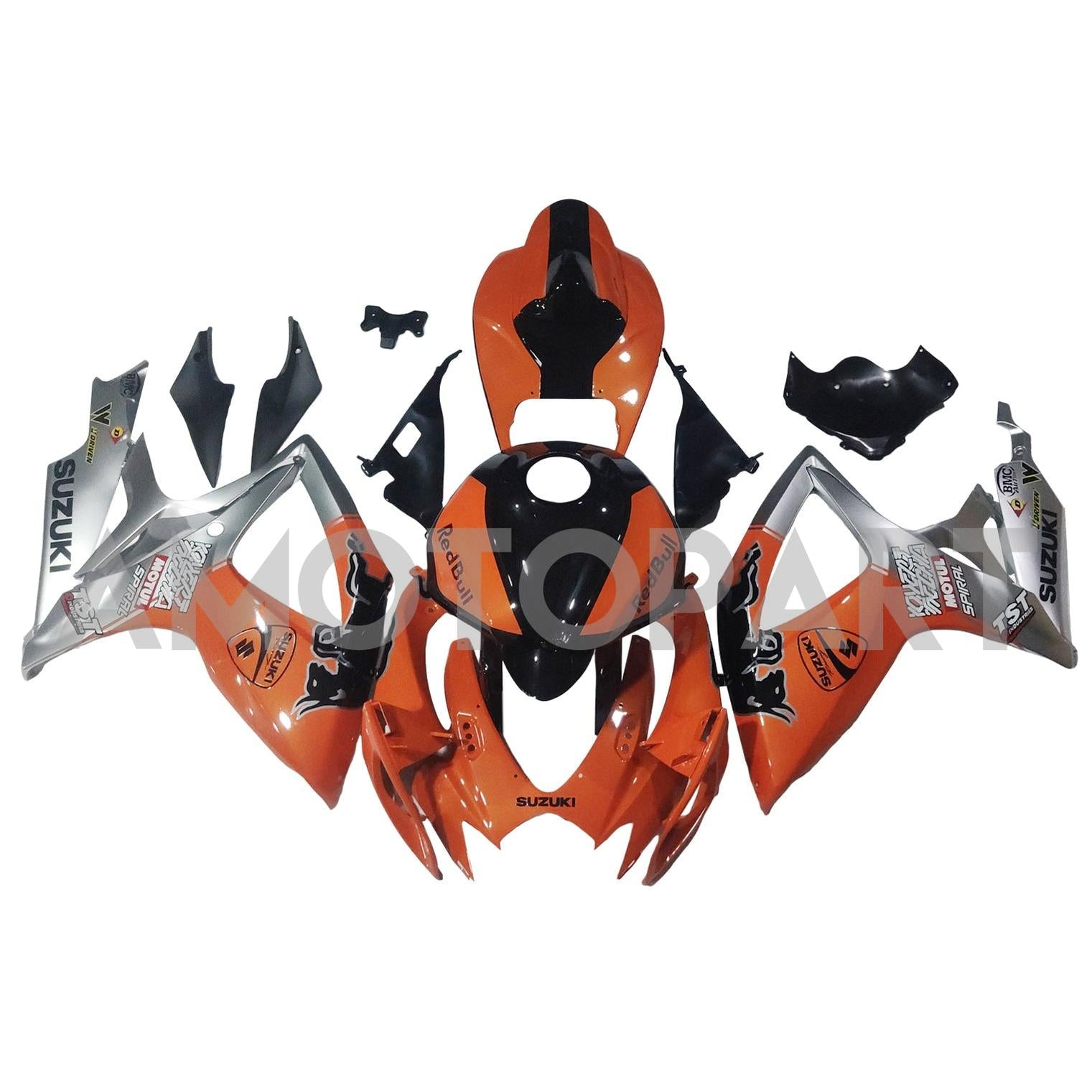Amotopart 2006–2007 Suzuki GSXR 600/750 Bull Orange Sliver Verkleidungsset