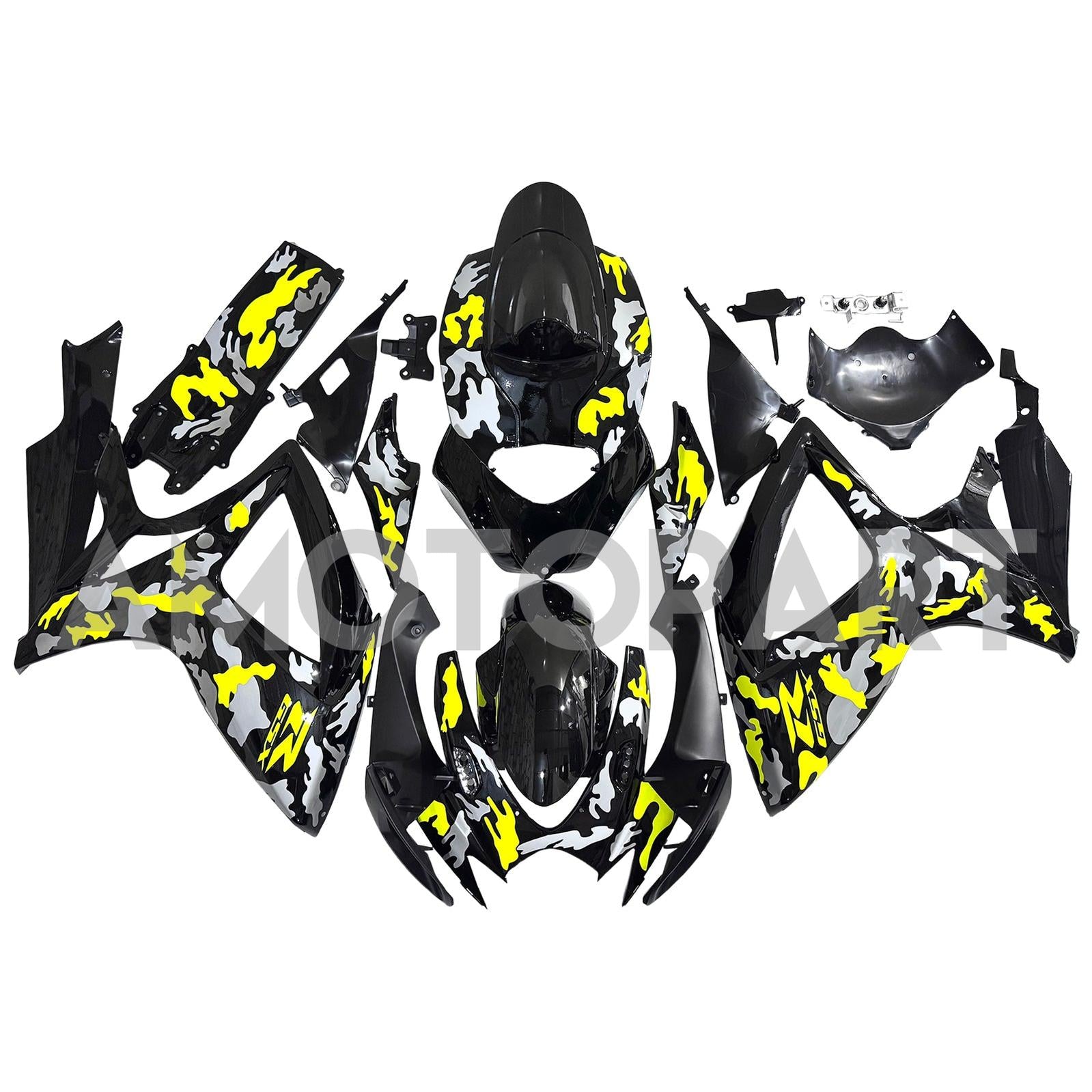 Amotopart 2006-2007 Suzuki GSXR 600/750 Yellow Grey Black Fairing Kit
