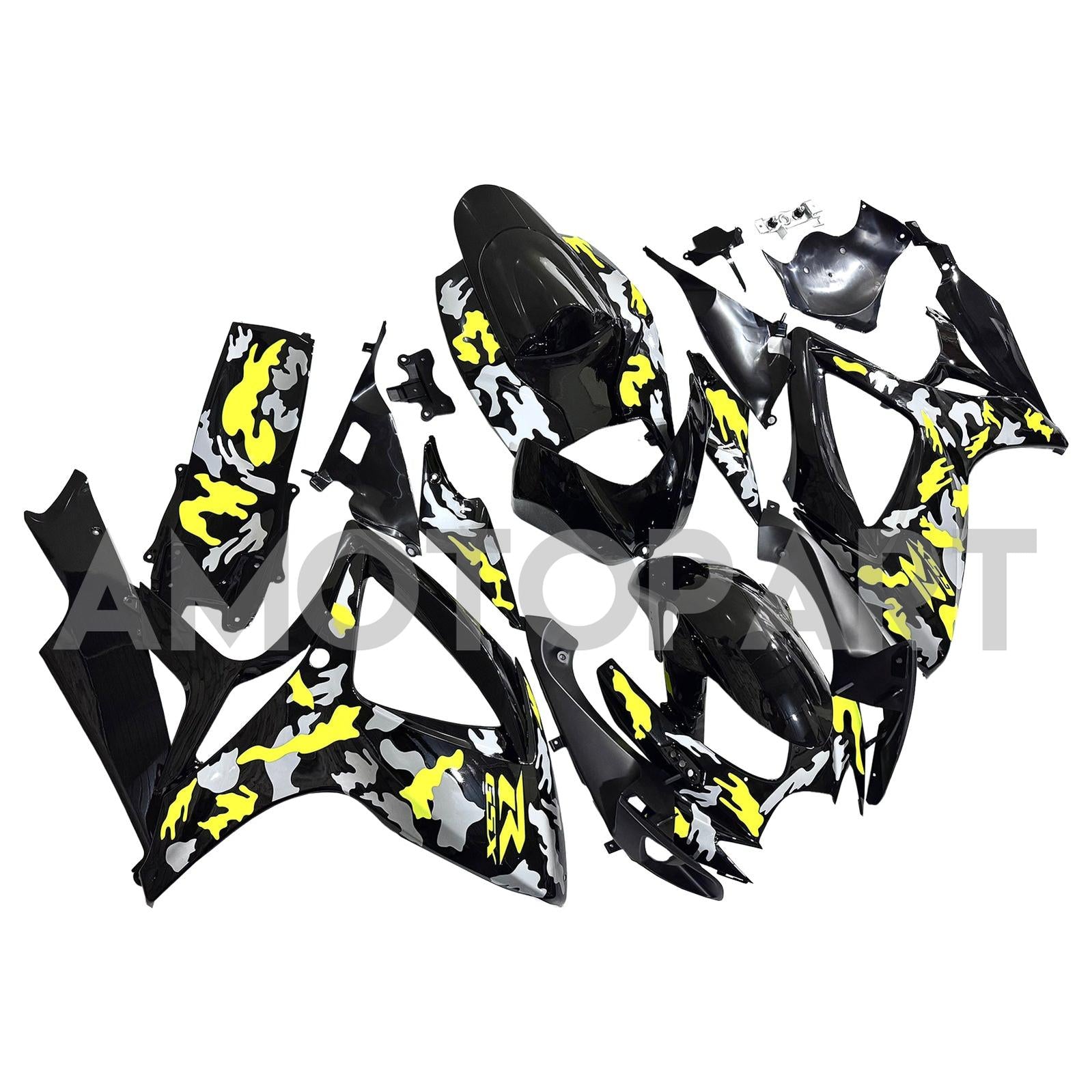 Amotopart 2006-2007 Suzuki GSXR 600/750 Yellow Grey Black Fairing Kit