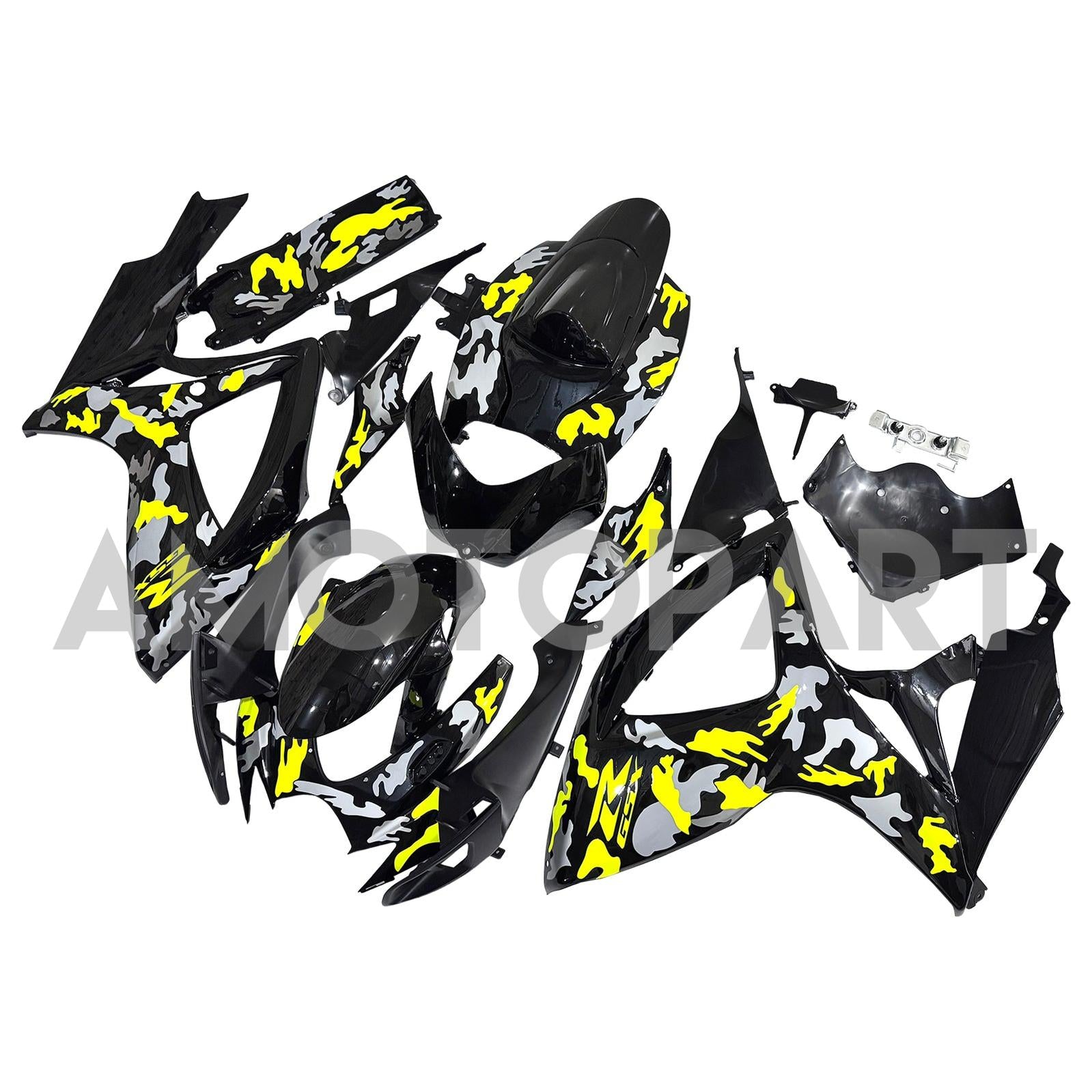 Amotopart 2006-2007 Suzuki GSXR 600/750 Yellow Grey Black Fairing Kit