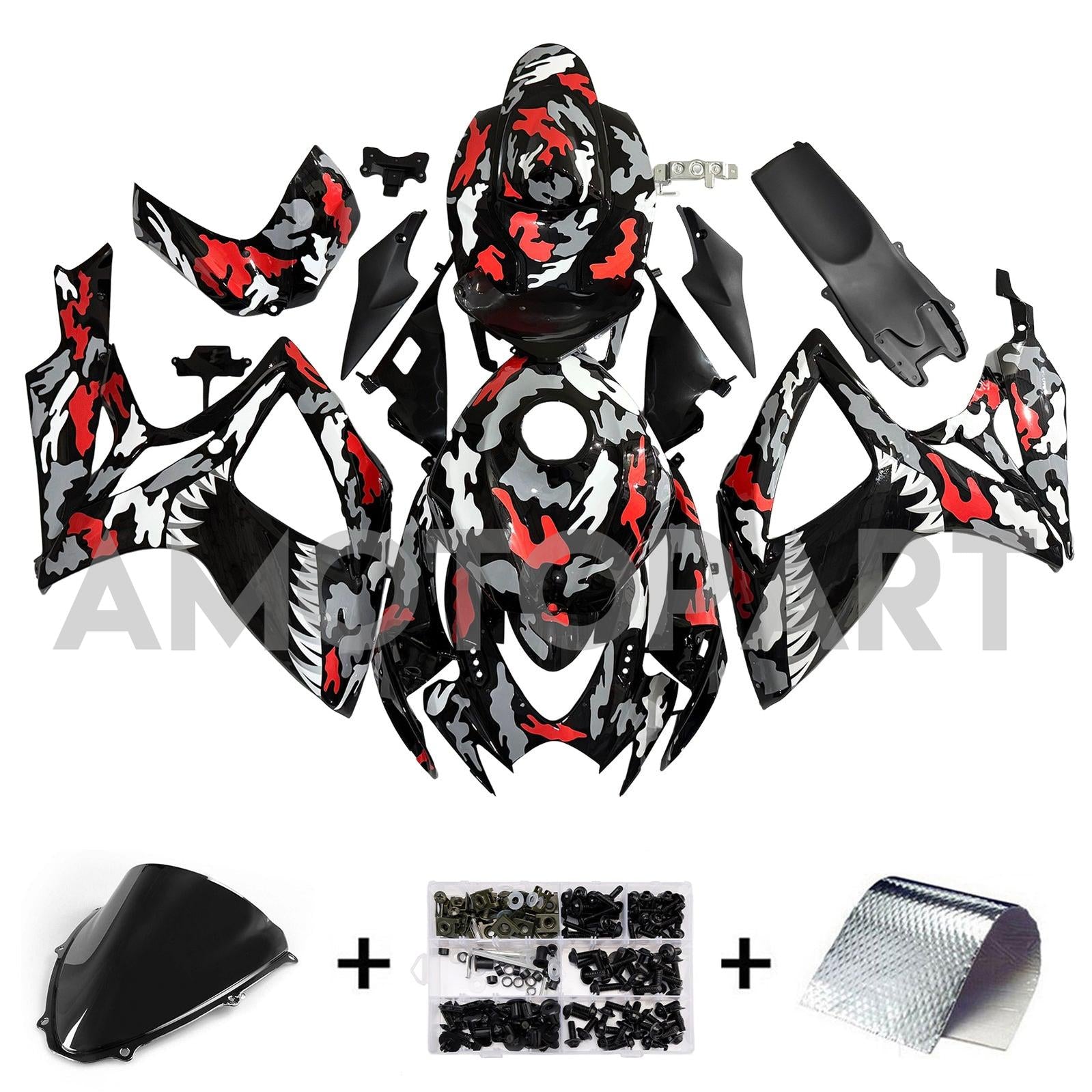 Amotopart 2006-2007 Suzuki GSXR 600/750 Camouflage Pattern Black Fairing Kit