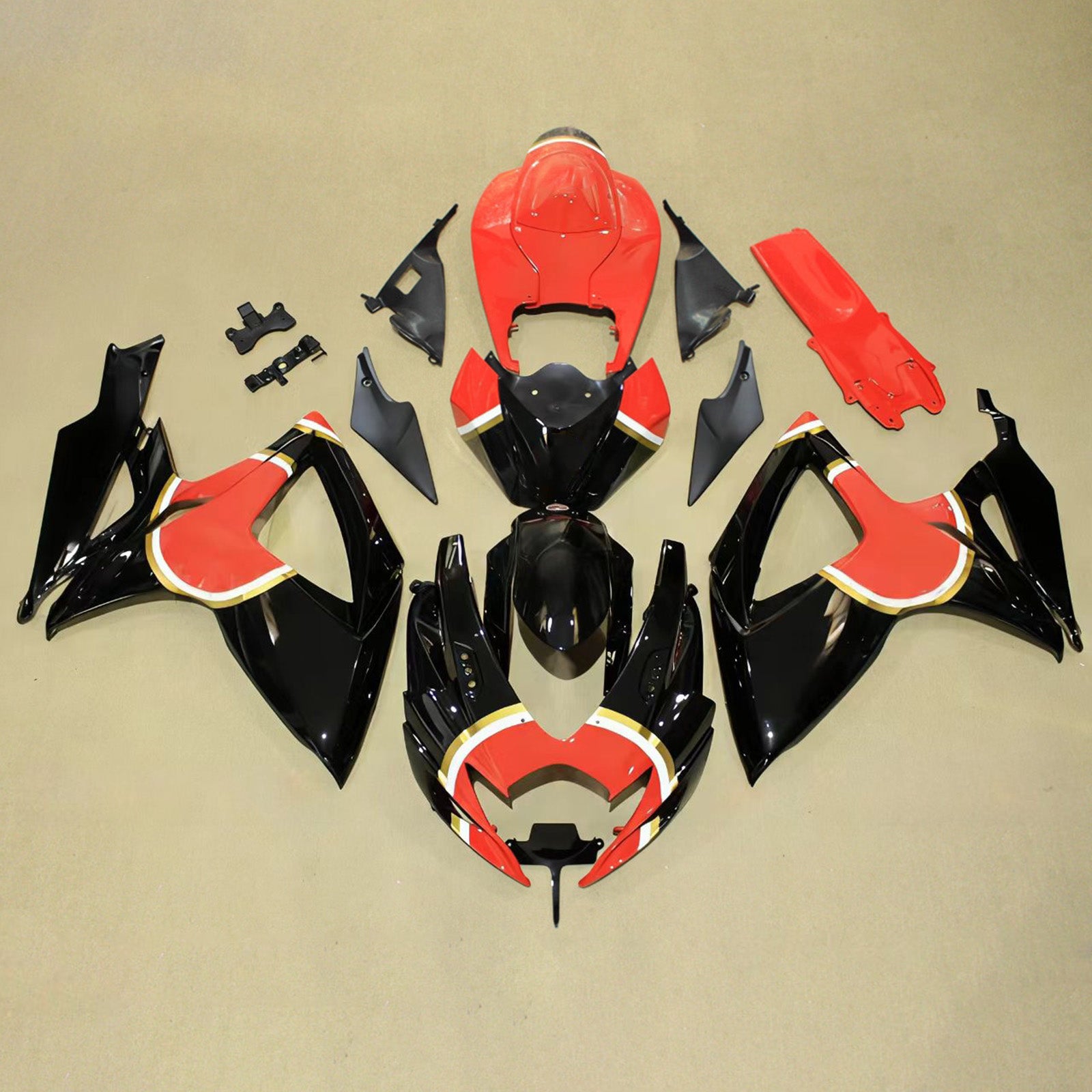 Amotopart 2006-2007 Suzuki GSXR 600/750 Black Red Fairing Kit