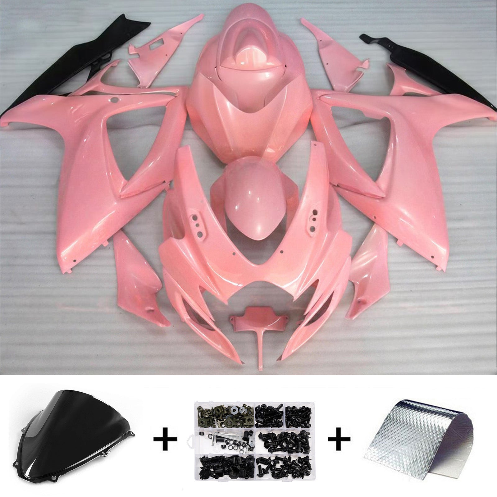 Amotopart 2006-2007 Suzuki GSXR 600/750 Pink Black Fairing Kit