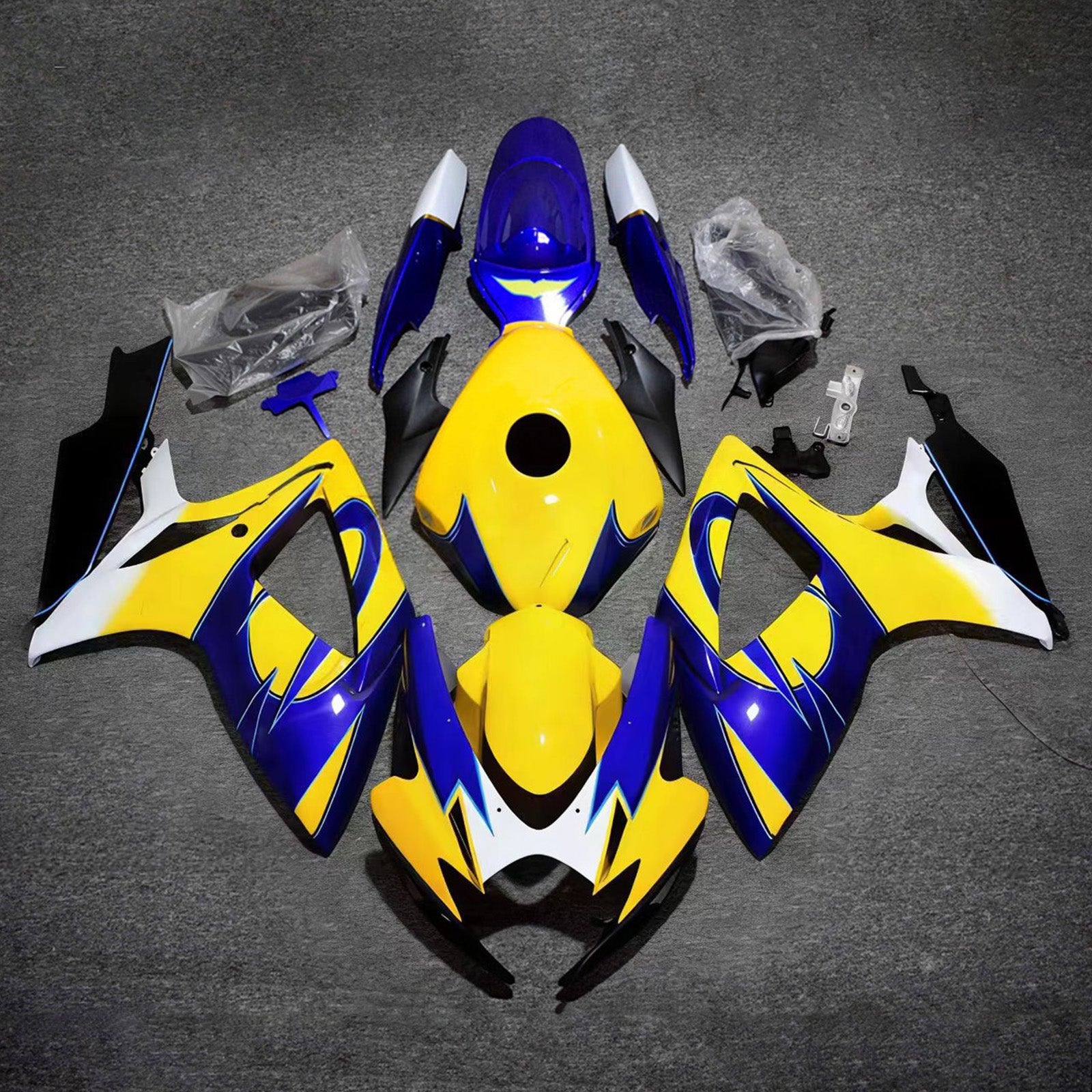 Amotopart 2006-2007 Suzuki GSXR 600/750 Blue Yellow White Black Fairing Kit