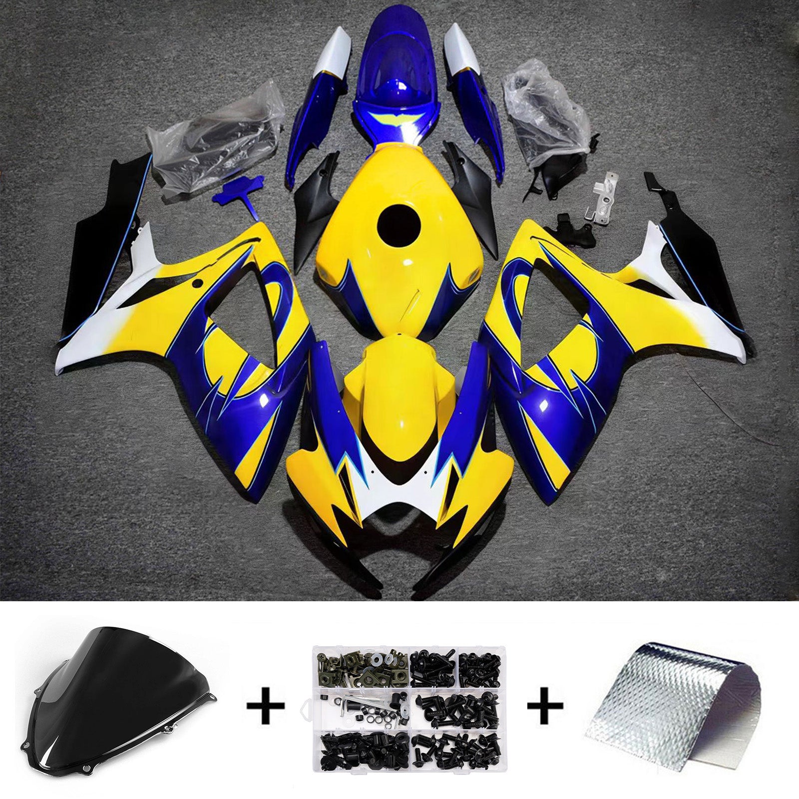 Amotopart 2006-2007 Suzuki GSXR 600/750 Blue Yellow White Black Fairing Kit
