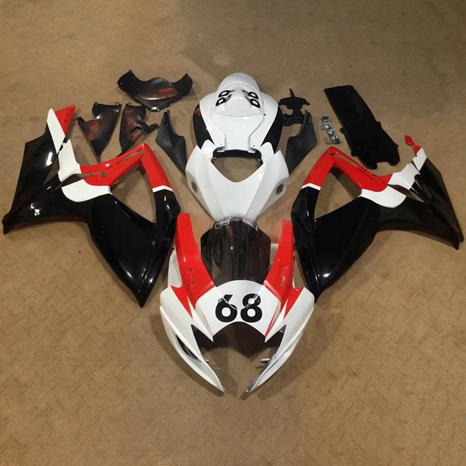 Amotopart 2006-2007 Suzuki GSXR 600/750 White Red Black Fairing Kit