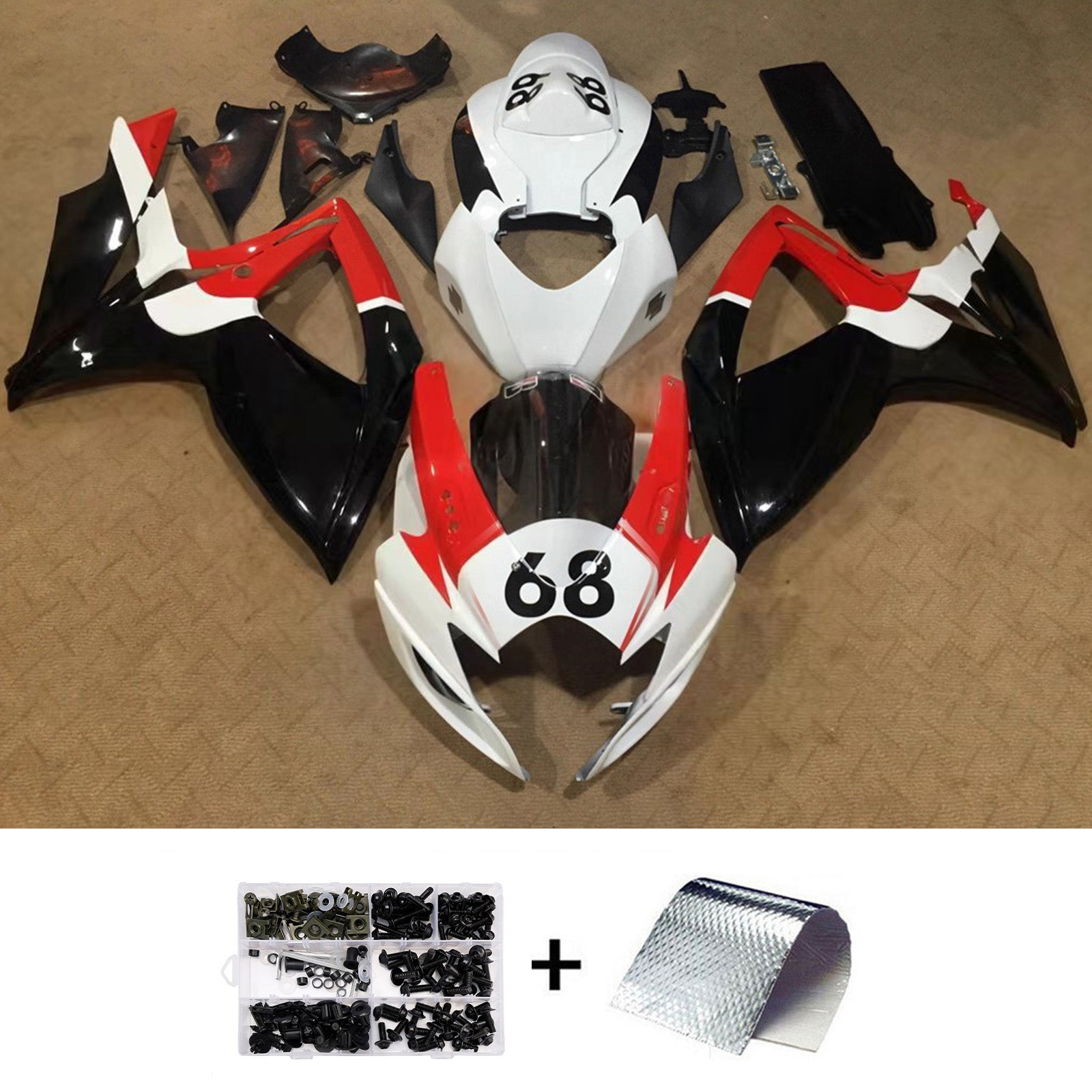 Amotopart 2006-2007 Suzuki GSXR 600/750 White Red Black Fairing Kit