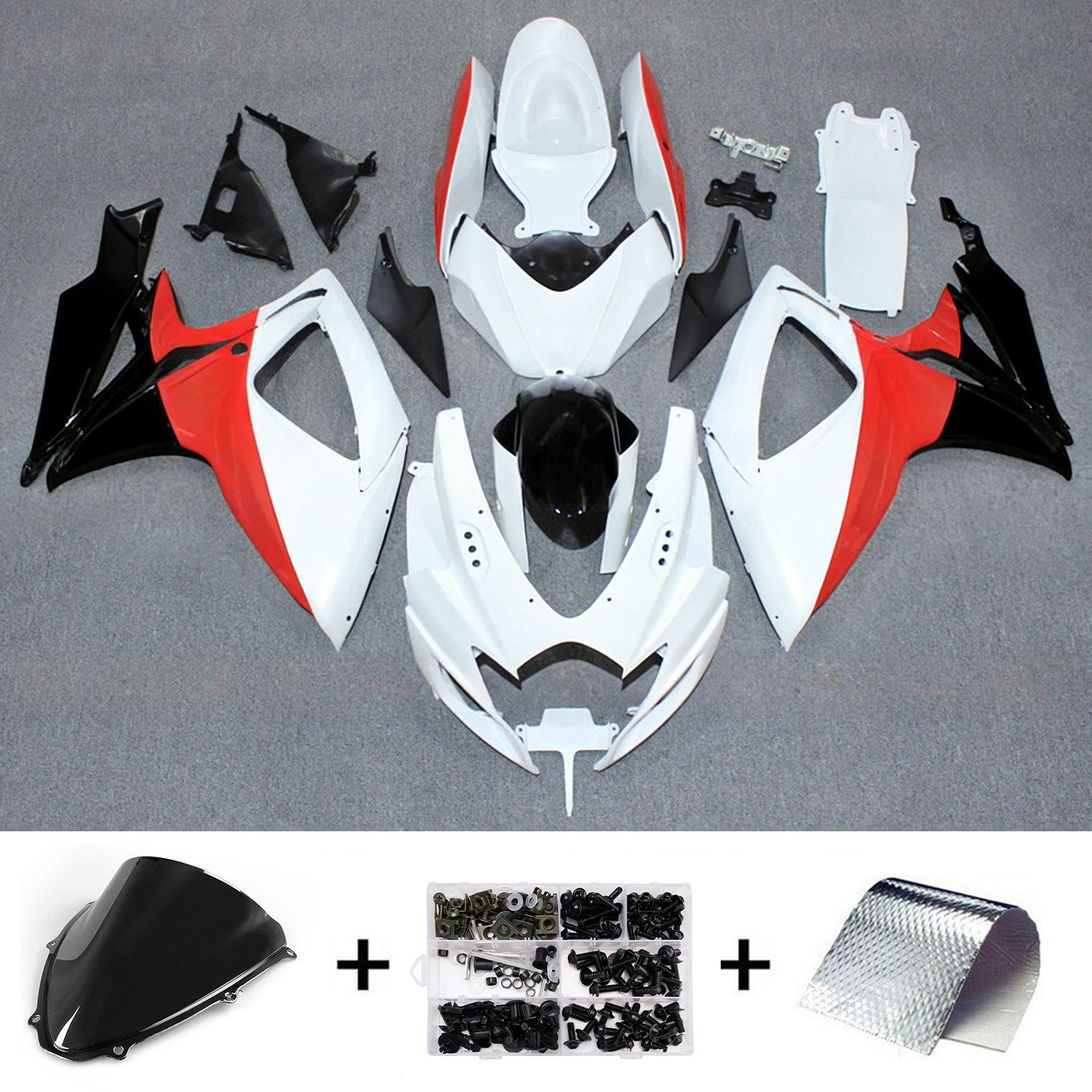 Amotopart 2006-2007 Suzuki GSXR 600/750 Bílá Červená Černá Sada kapotáže