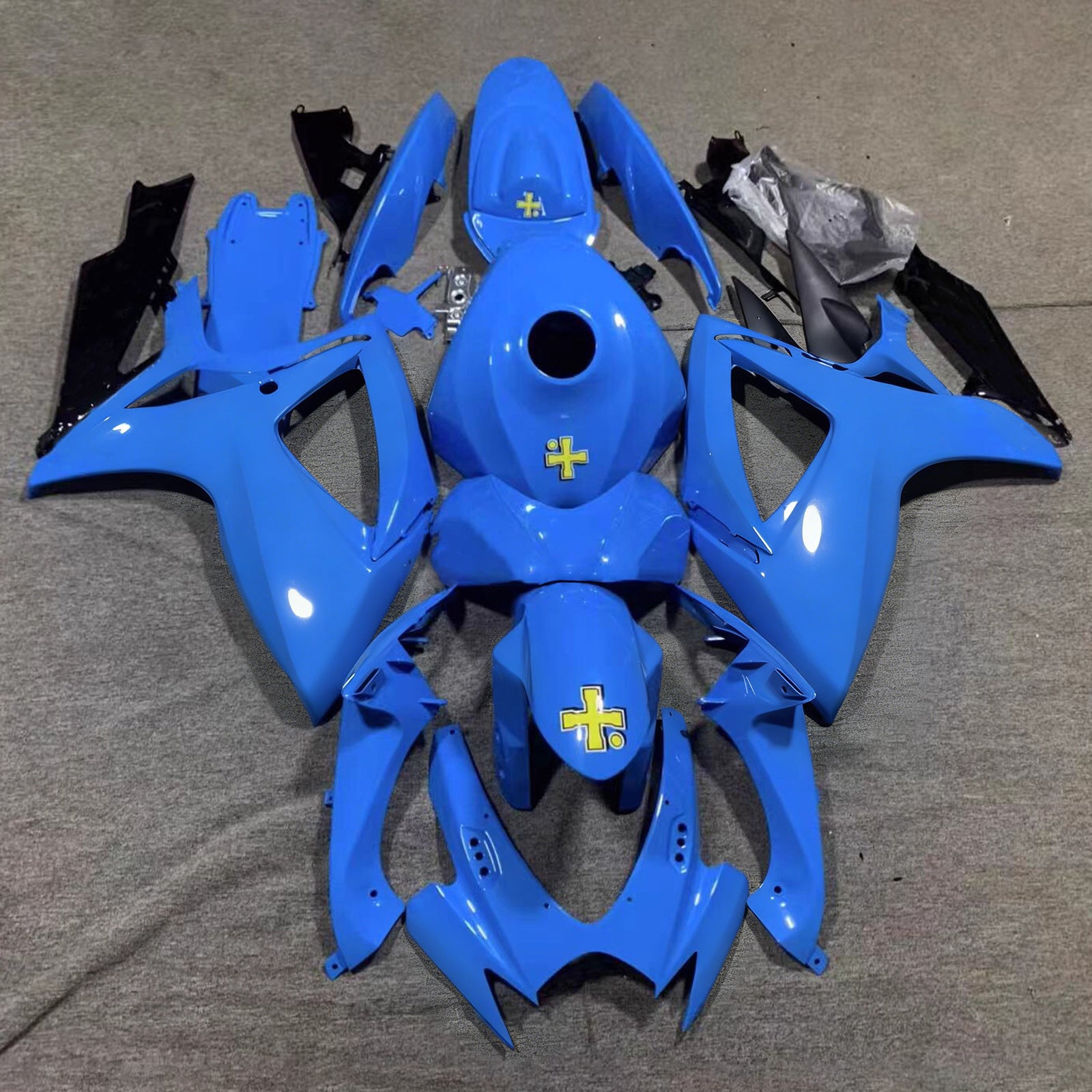 Amotopart 2006-2007 Suzuki GSXR 600/750 Blue Black Yellow Fairing Kit